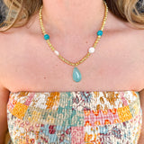 Easton Elle - Beam Multi Stone Necklace w/ Pendant - Gold-110 Jewelry & Hair-Easton Elle-July & June Women's Fashion Boutique Located in San Antonio, Texas