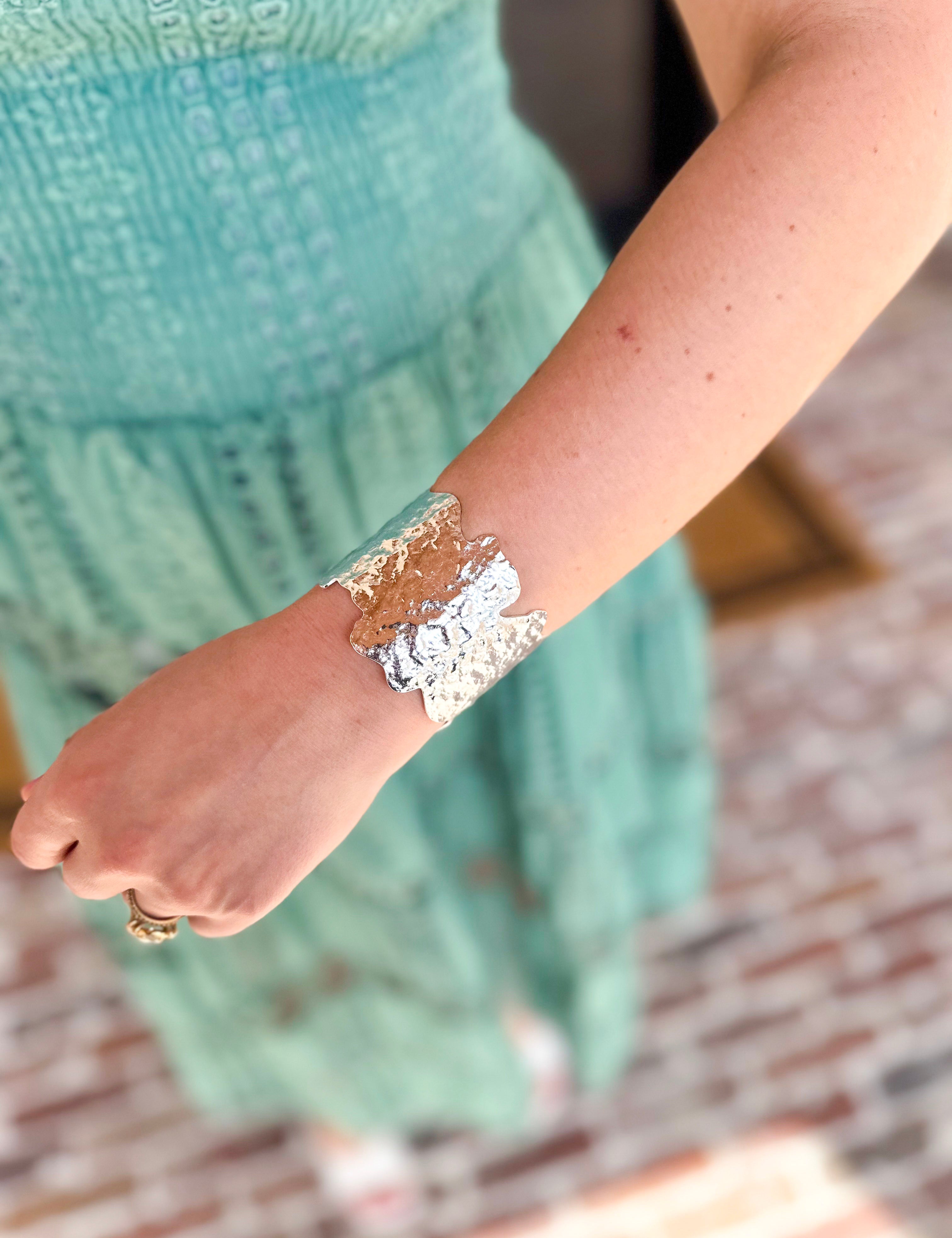 Easton Elle - Ulta Thick Plated Cuff Bracelet - Silver-110 Jewelry & Hair-Easton Elle-July & June Women's Fashion Boutique Located in San Antonio, Texas