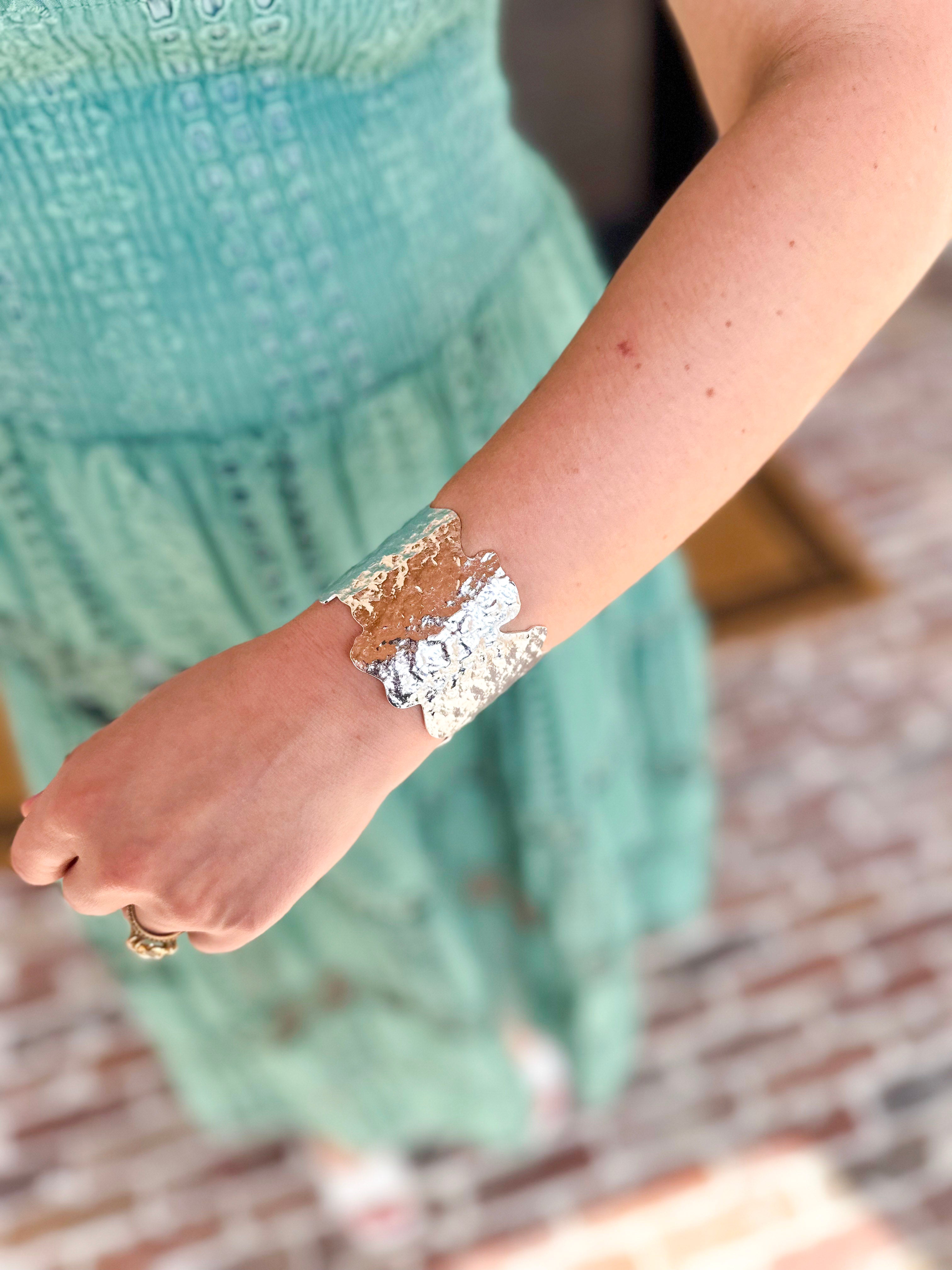 Easton Elle - Ulta Thick Plated Cuff Bracelet - Silver-110 Jewelry & Hair-Easton Elle-July & June Women's Fashion Boutique Located in San Antonio, Texas