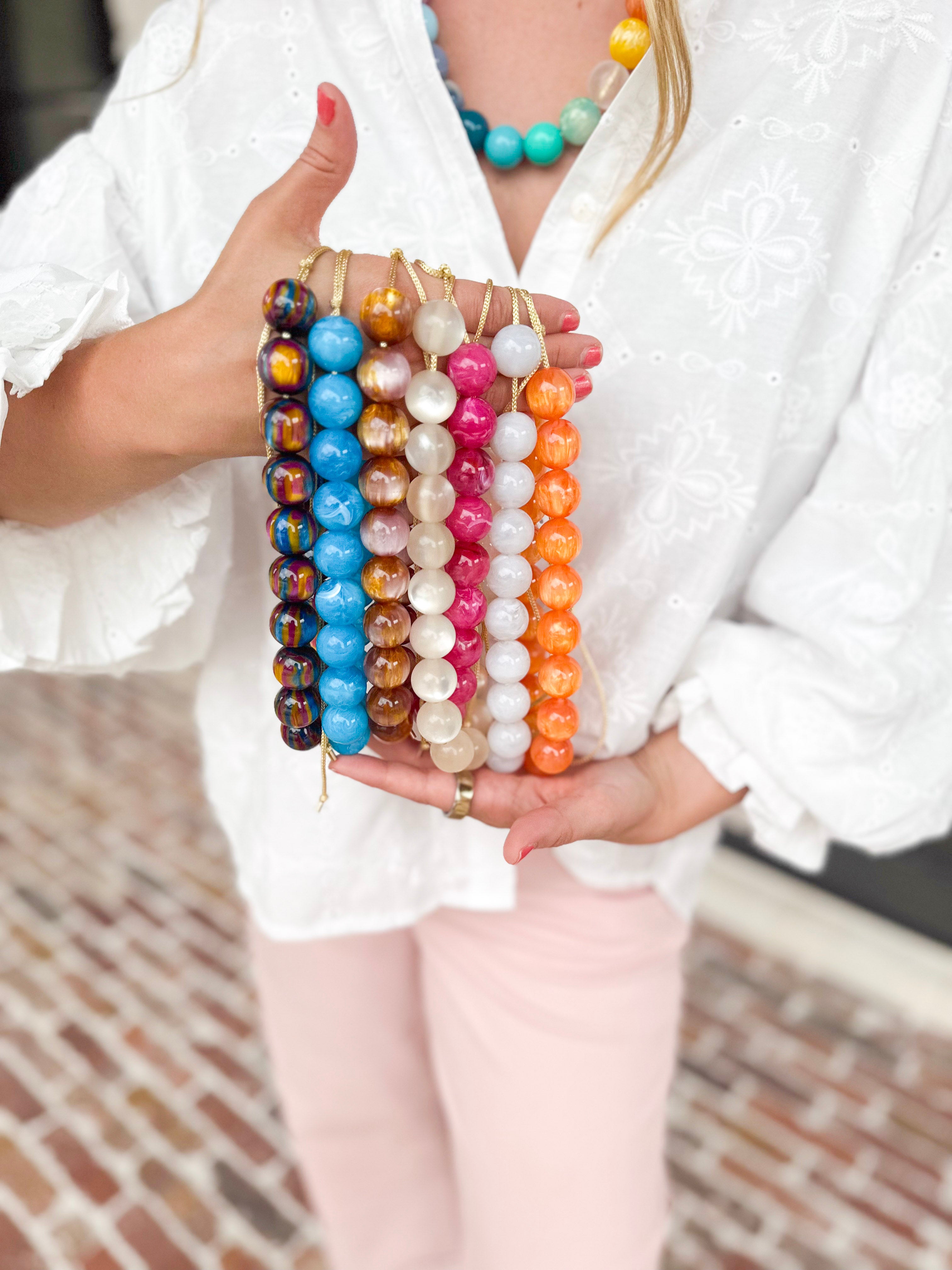 Beaded Adjustable Bubble Necklace - Sky Swirl-110 Jewelry & Hair-KMs GEMs-July & June Women's Fashion Boutique Located in San Antonio, Texas