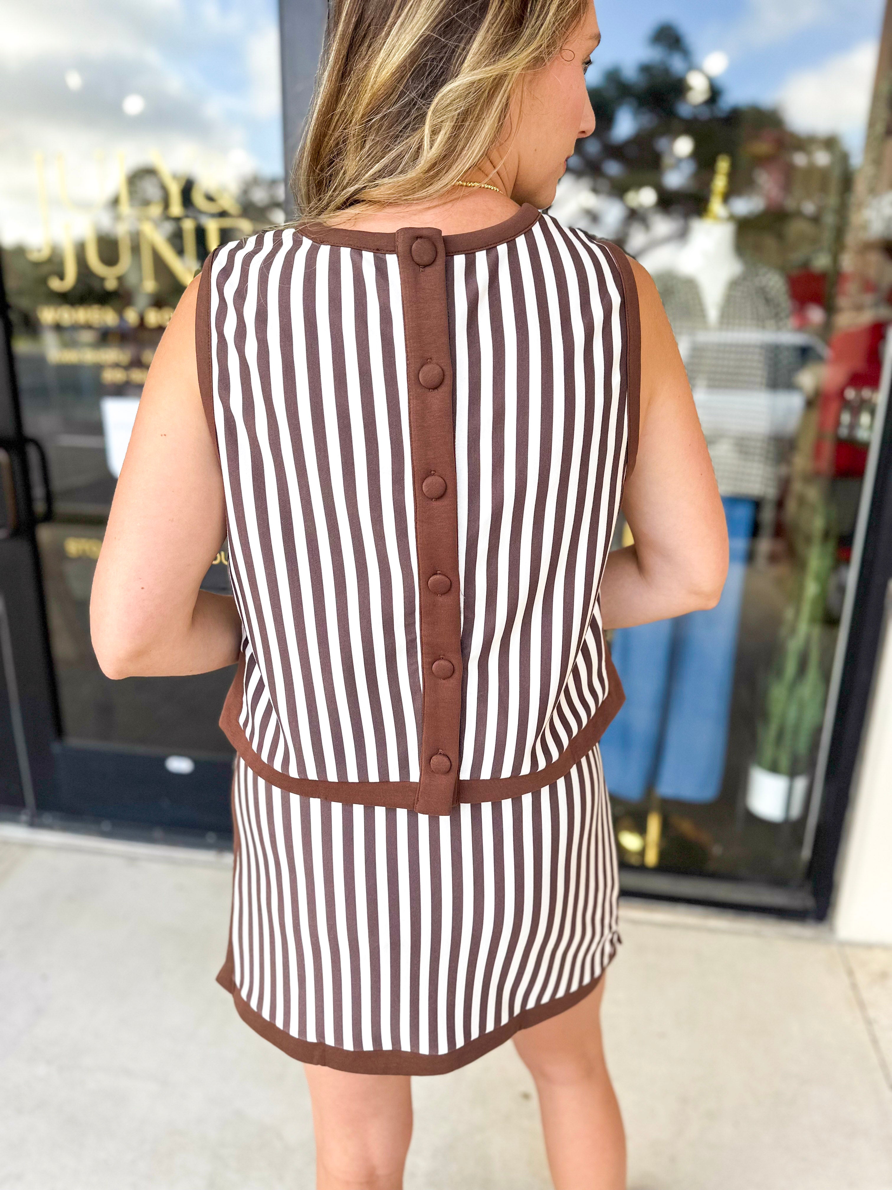 On The Go Striped Set - Brown-300 Athleisure/Lounge-ENTRO-July & June Women's Fashion Boutique Located in San Antonio, Texas
