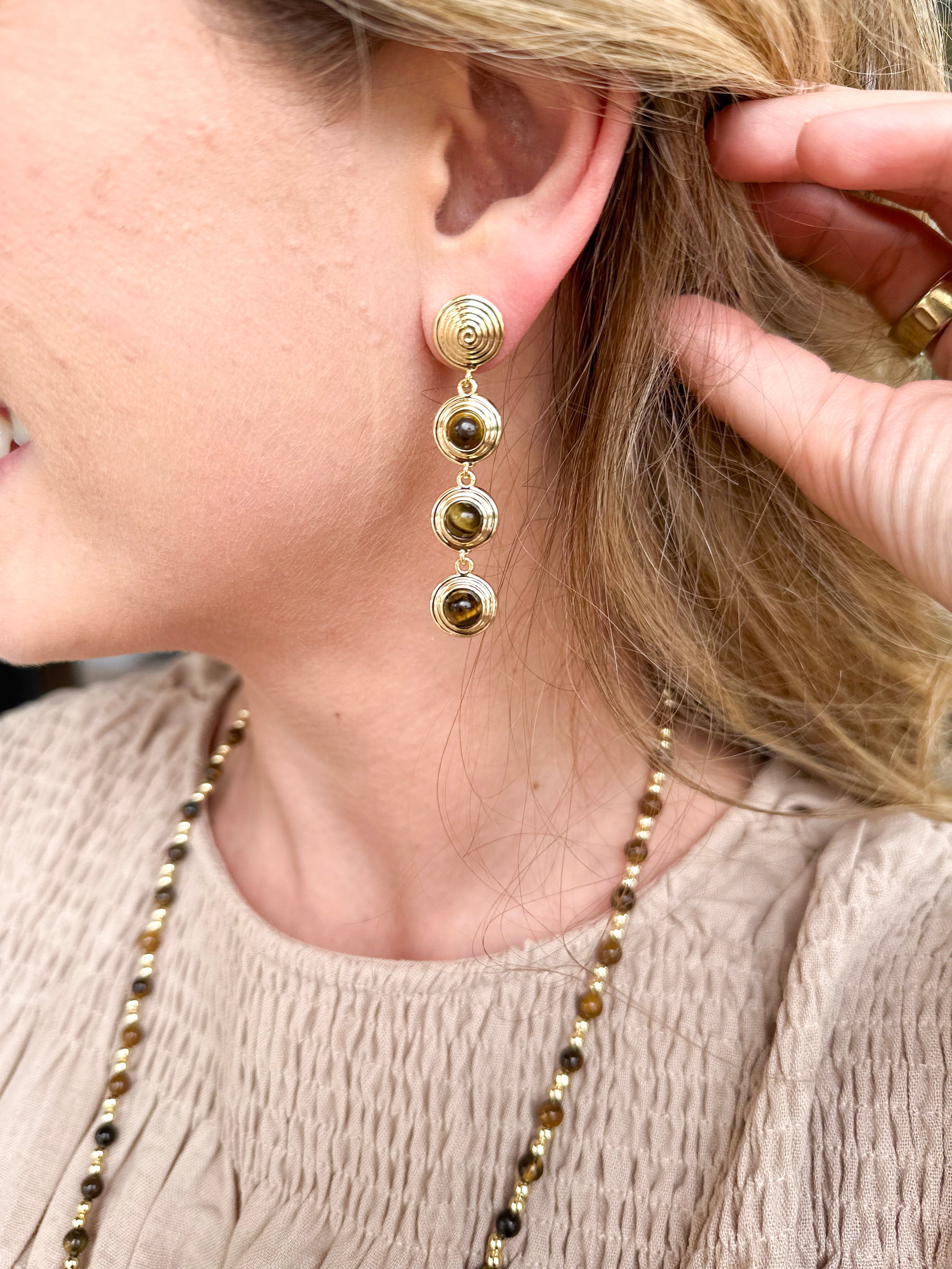 Natalie Wood - Strata Linear Earrings - Tortoiseshell-110 Jewelry & Hair-Natalie Wood-July & June Women's Fashion Boutique Located in San Antonio, Texas