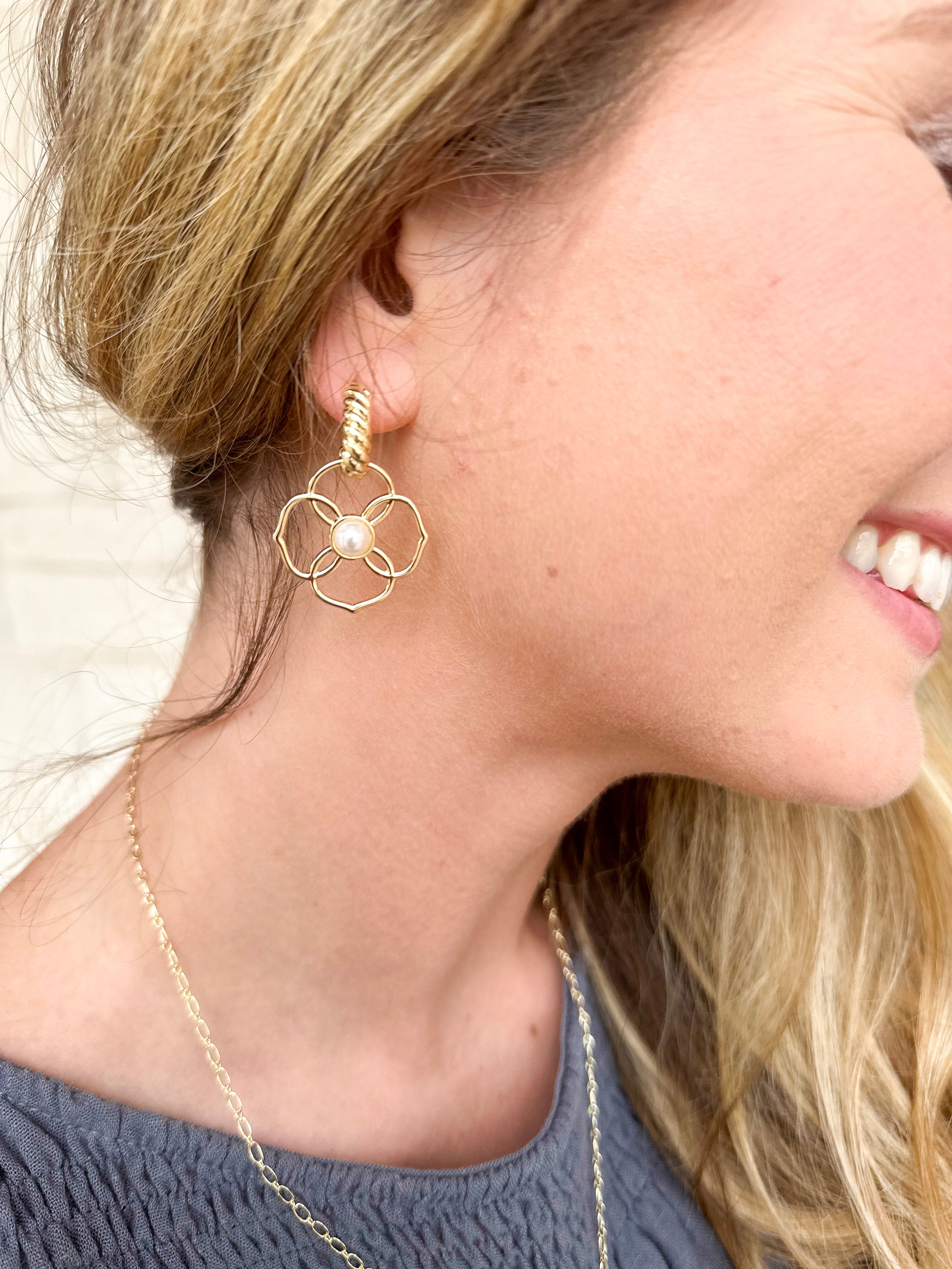Natalie Wood - Botanic Drop Earrings - Pearl-110 Jewelry & Hair-Natalie Wood-July & June Women's Fashion Boutique Located in San Antonio, Texas