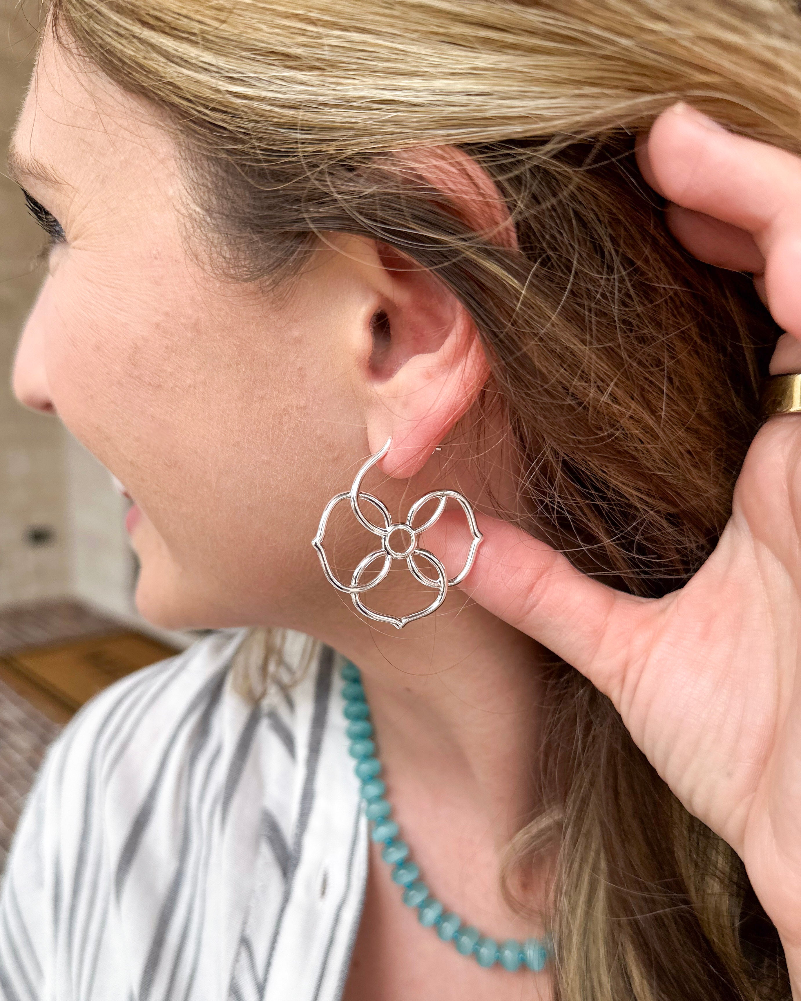 Natalie Wood - Botanic Hoop Earring - Silver-110 Jewelry & Hair-Natalie Wood-July & June Women's Fashion Boutique Located in San Antonio, Texas