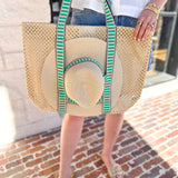 Dorian Tote Bag & Hat Set - Green-130 ACCESSORIES-SHIRALEAH-July & June Women's Fashion Boutique Located in San Antonio, Texas