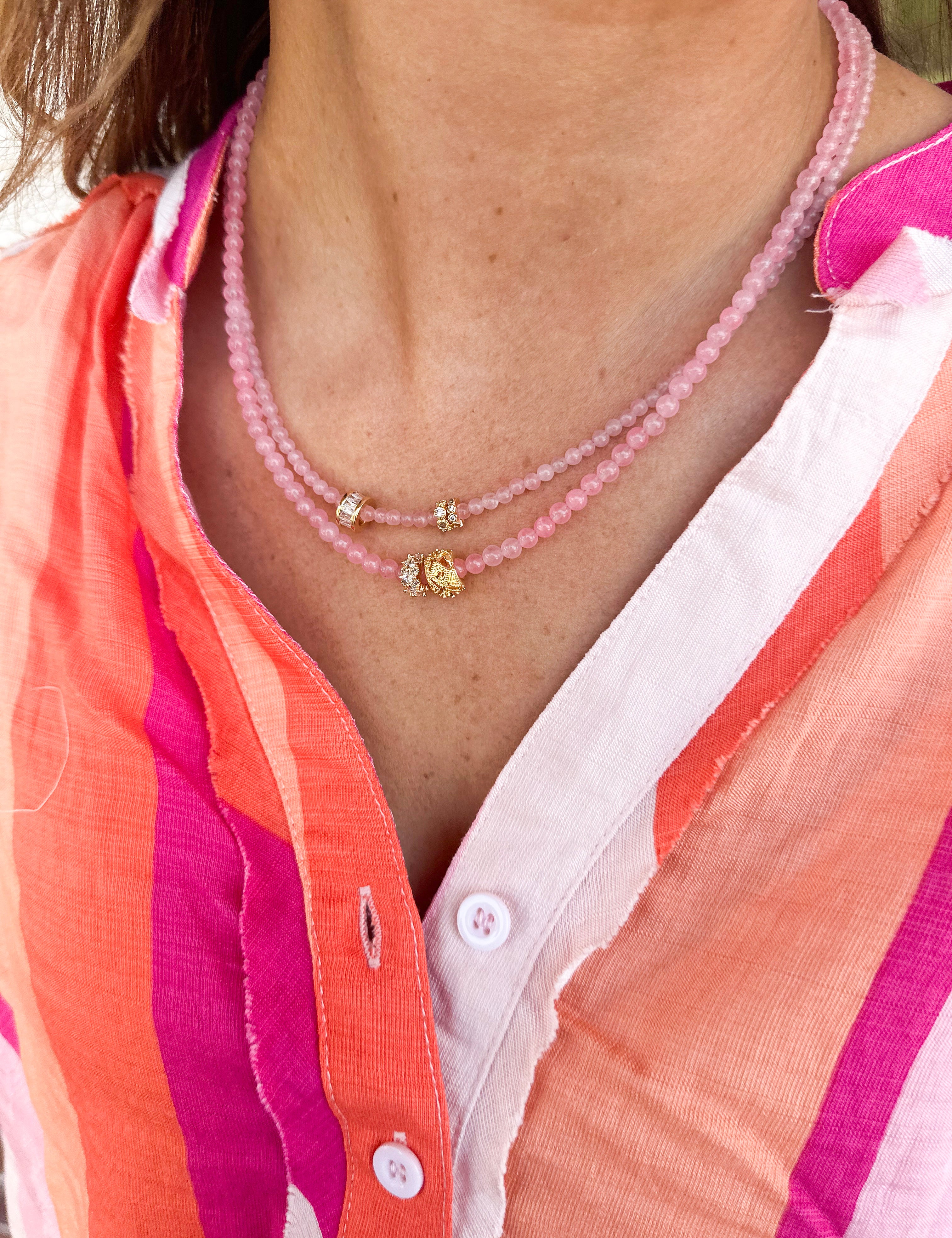 Double Beaded Necklace Set - Pink-110 Jewelry & Hair-MacRae & Co-July & June Women's Fashion Boutique Located in San Antonio, Texas