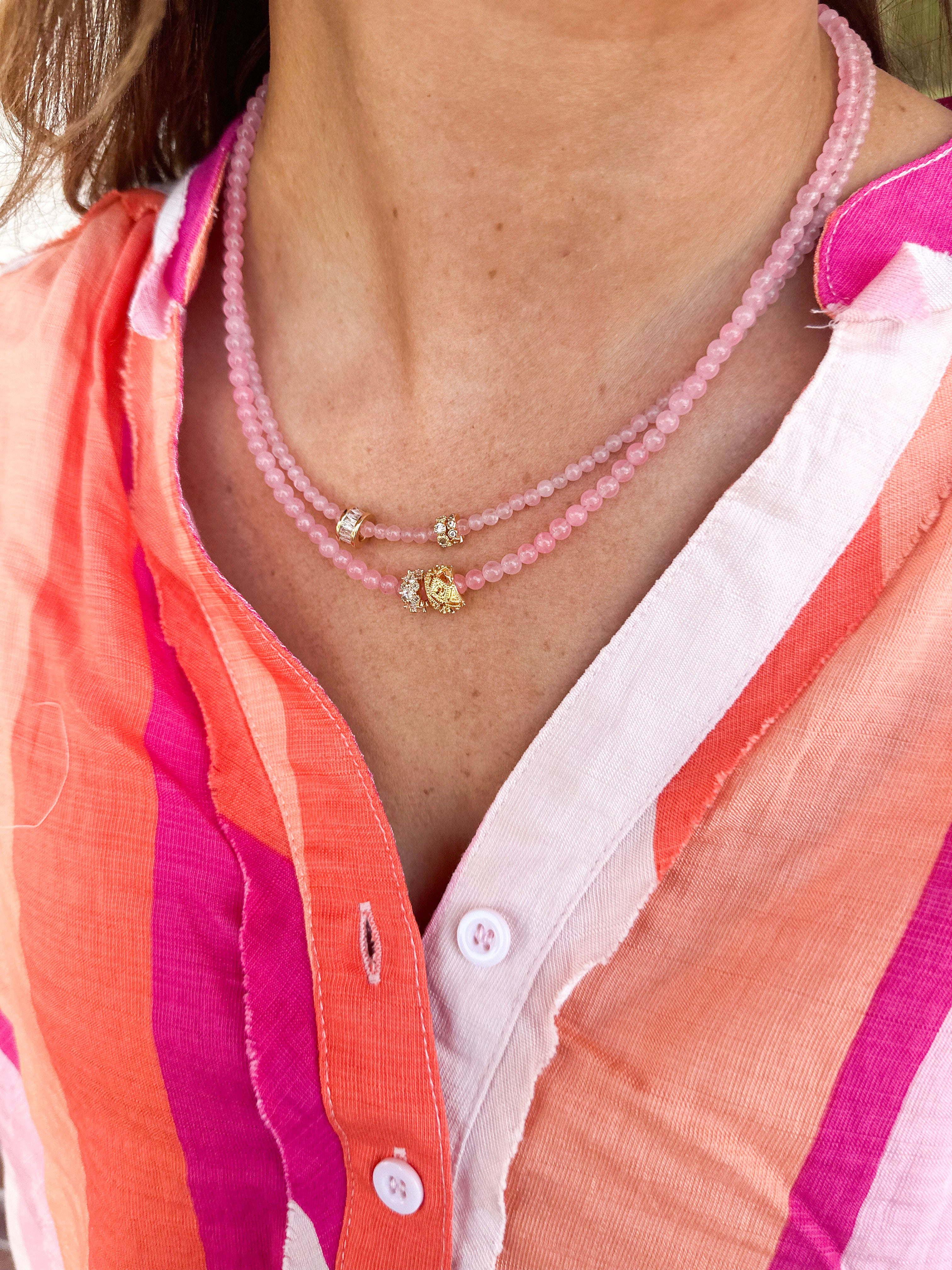 Double Beaded Necklace Set - Pink-110 Jewelry & Hair-MacRae & Co-July & June Women's Fashion Boutique Located in San Antonio, Texas