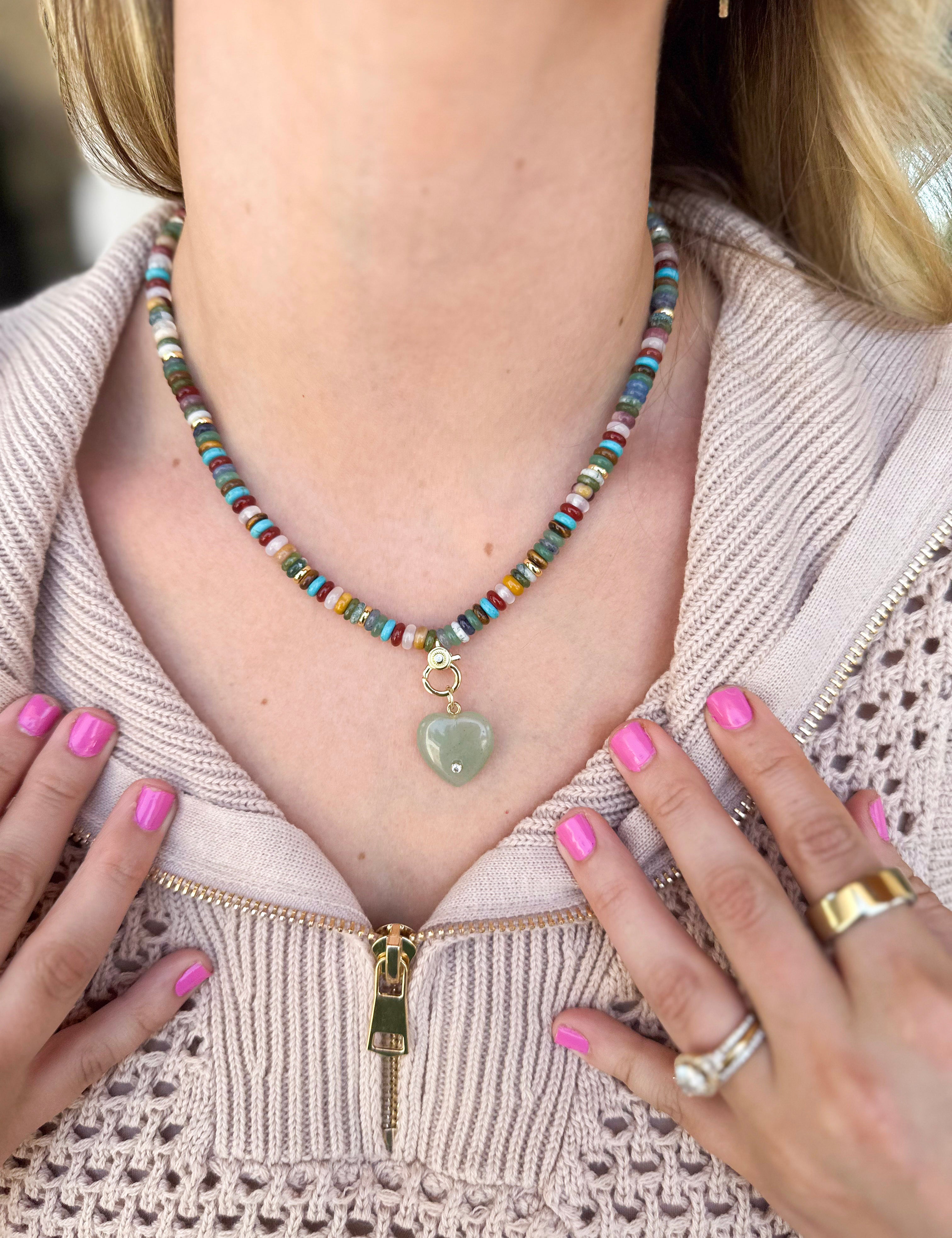 Thomas Heart Statement Necklace - Green-110 Jewelry & Hair-Betsy Pittard Design LLC-July & June Women's Fashion Boutique Located in San Antonio, Texas