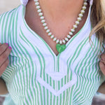 Green Heart Beaded & Pearl Necklace-110 Jewelry & Hair-MacRae & Co-July & June Women's Fashion Boutique Located in San Antonio, Texas