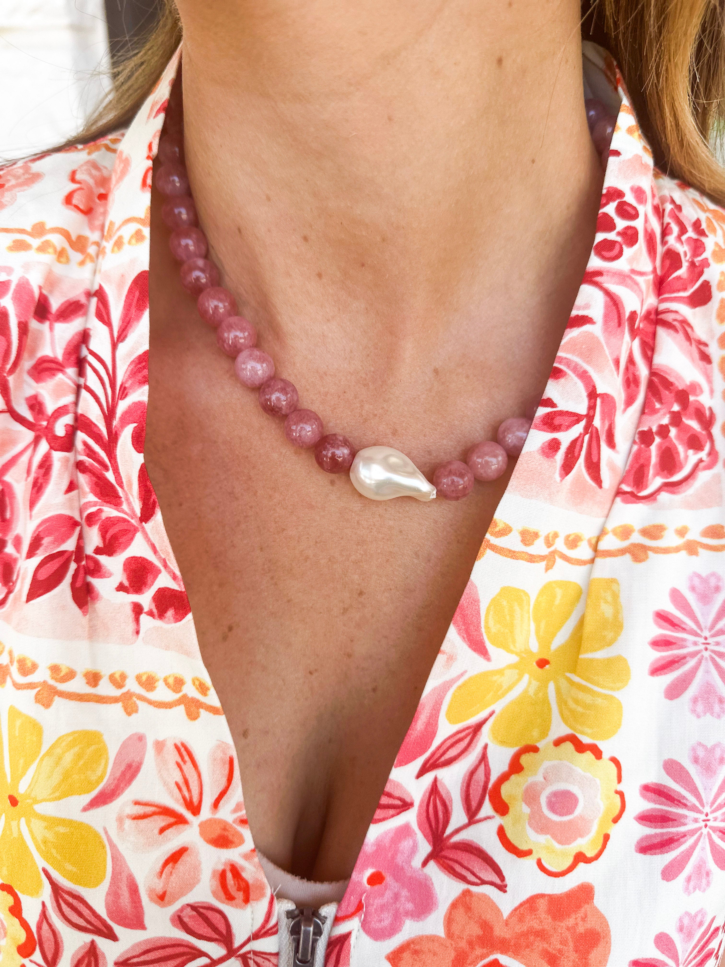 Natalie Beaded Necklace - Pink-110 Jewelry & Hair-MacRae & Co-July & June Women's Fashion Boutique Located in San Antonio, Texas