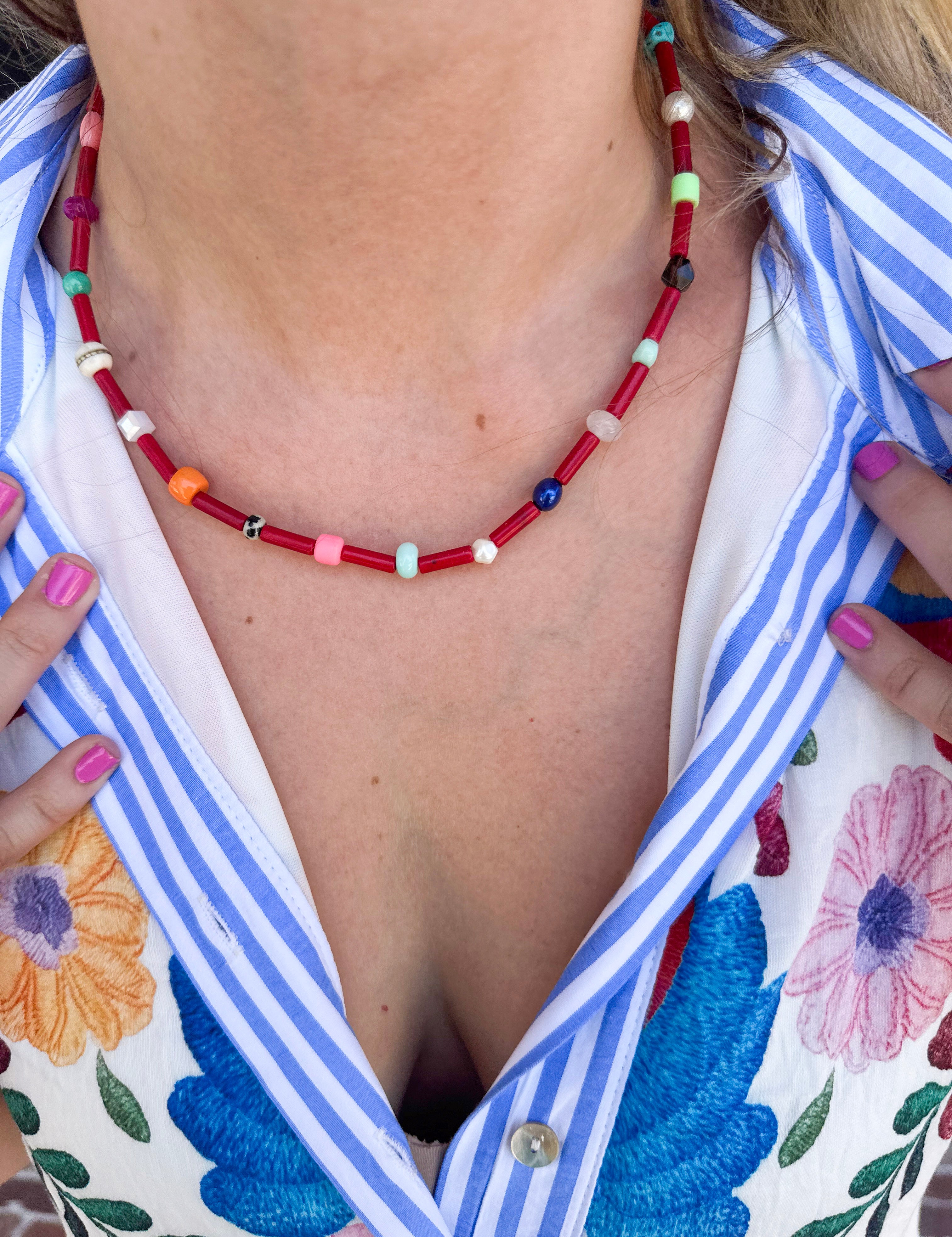 Virana Necklace - Red-110 Jewelry & Hair-Betsy Pittard Design LLC-July & June Women's Fashion Boutique Located in San Antonio, Texas