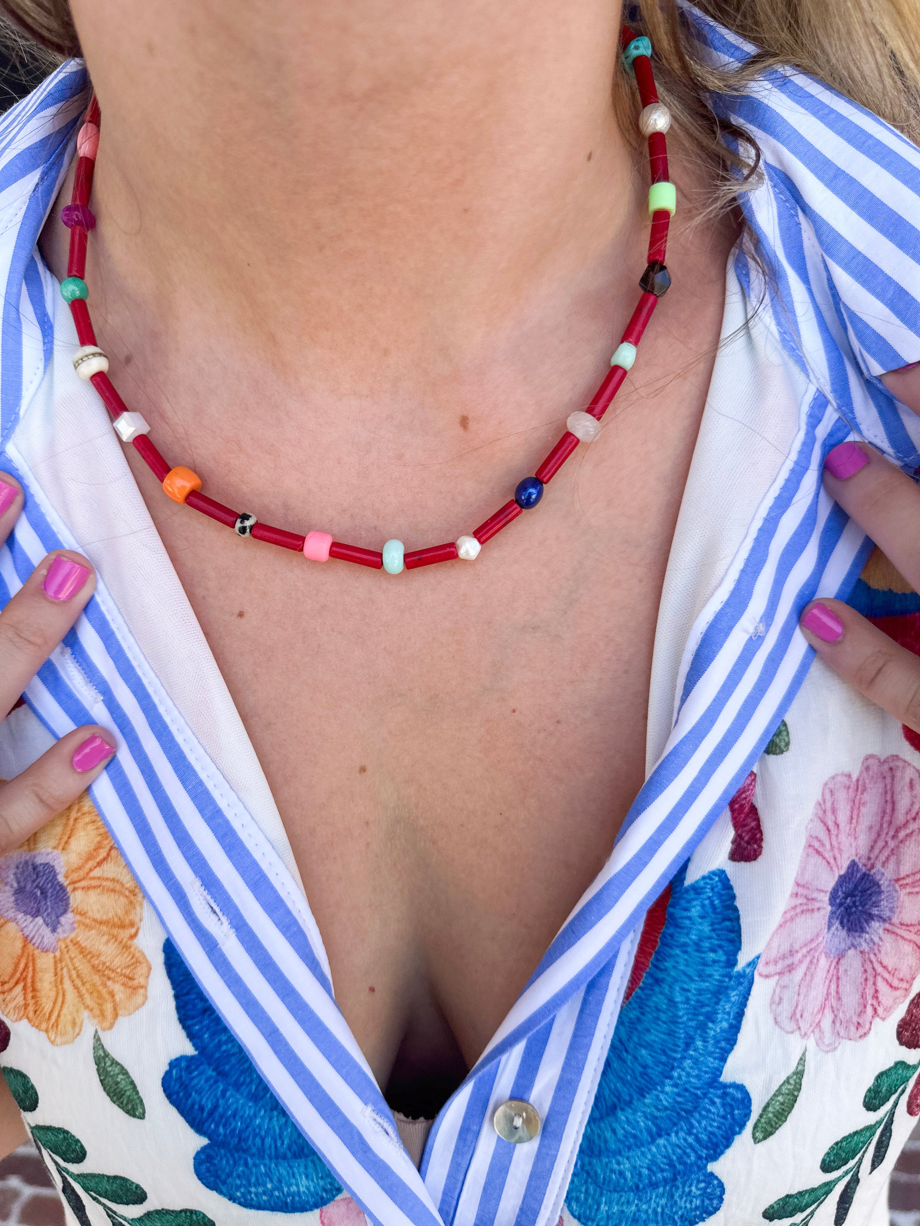 Virana Necklace - Red-110 Jewelry & Hair-Betsy Pittard Design LLC-July & June Women's Fashion Boutique Located in San Antonio, Texas