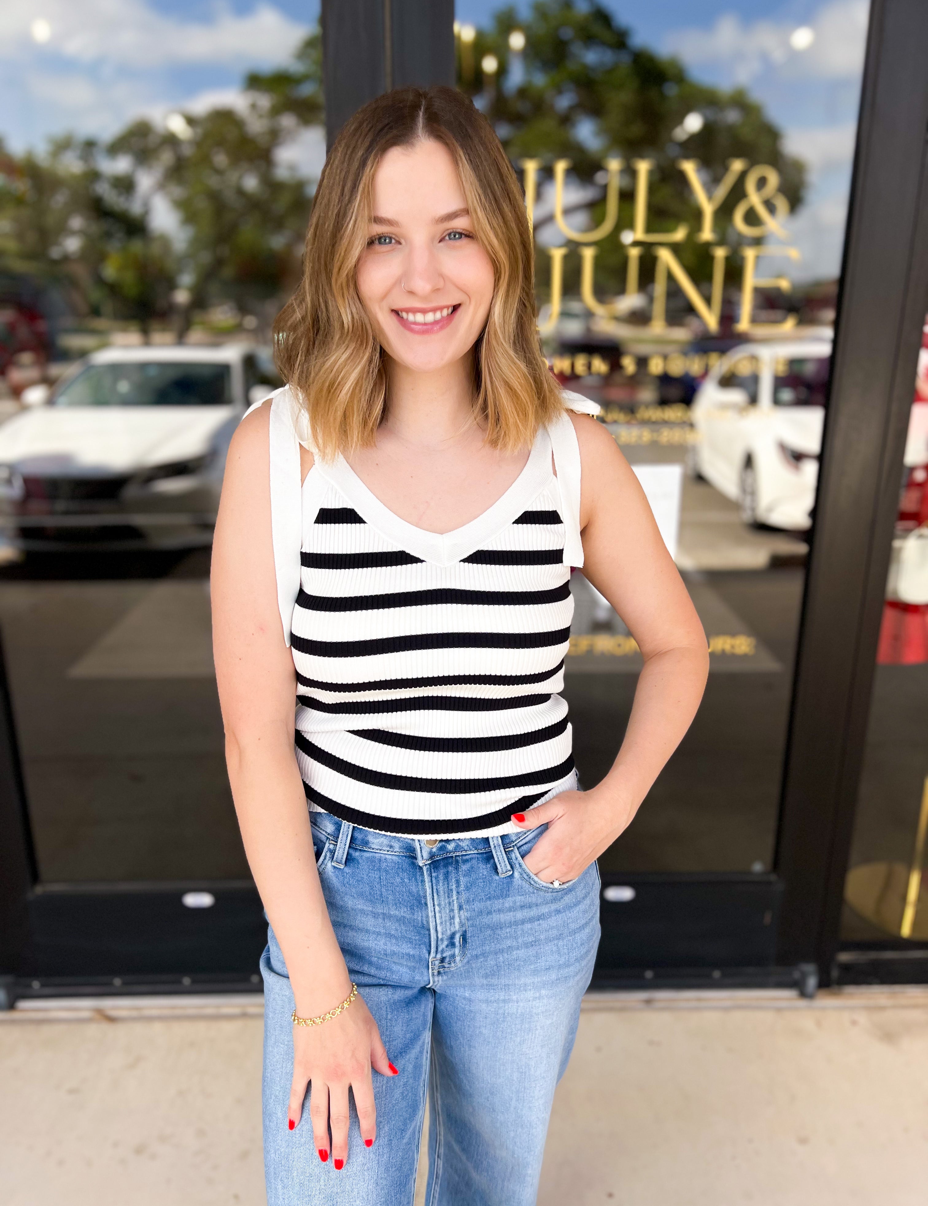 Knit Stripe Cami-200 Fashion Blouses-FLYING TOMATO-July & June Women's Fashion Boutique Located in San Antonio, Texas