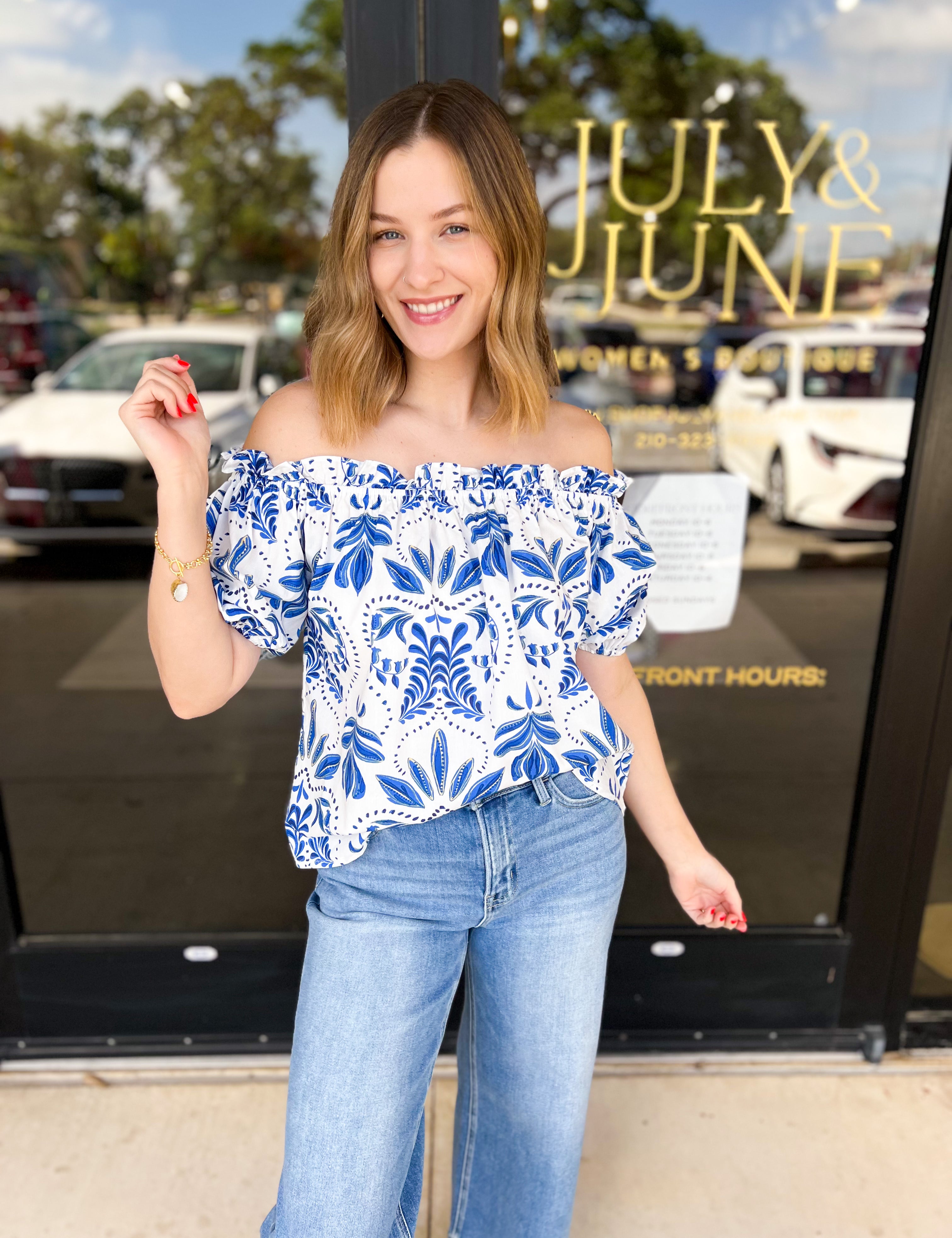 Lola Off The Shoulder Blouse-200 Fashion Blouses-FLYING TOMATO-July & June Women's Fashion Boutique Located in San Antonio, Texas