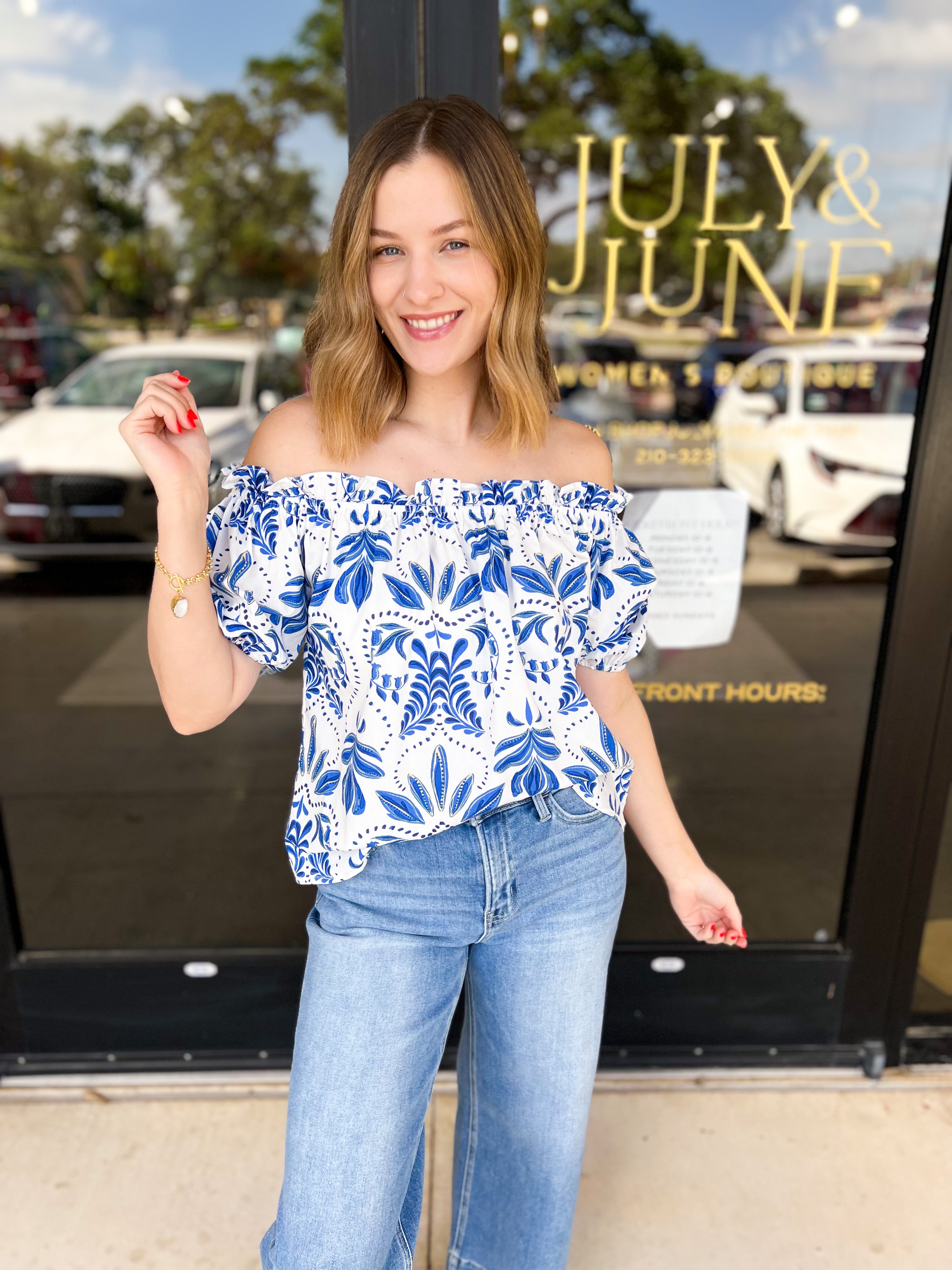 Lola Off The Shoulder Blouse-200 Fashion Blouses-FLYING TOMATO-July & June Women's Fashion Boutique Located in San Antonio, Texas