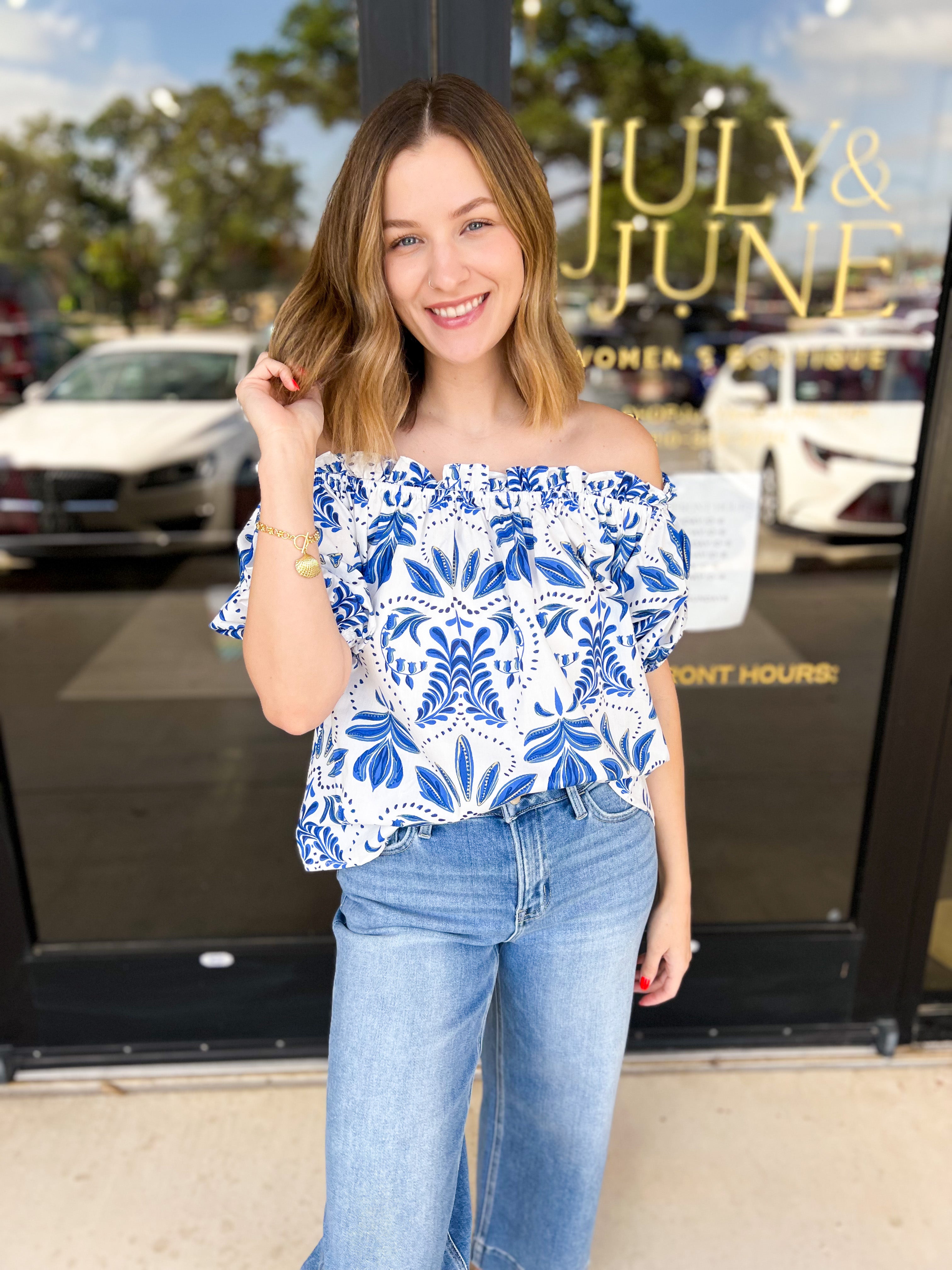 Lola Off The Shoulder Blouse-200 Fashion Blouses-FLYING TOMATO-July & June Women's Fashion Boutique Located in San Antonio, Texas