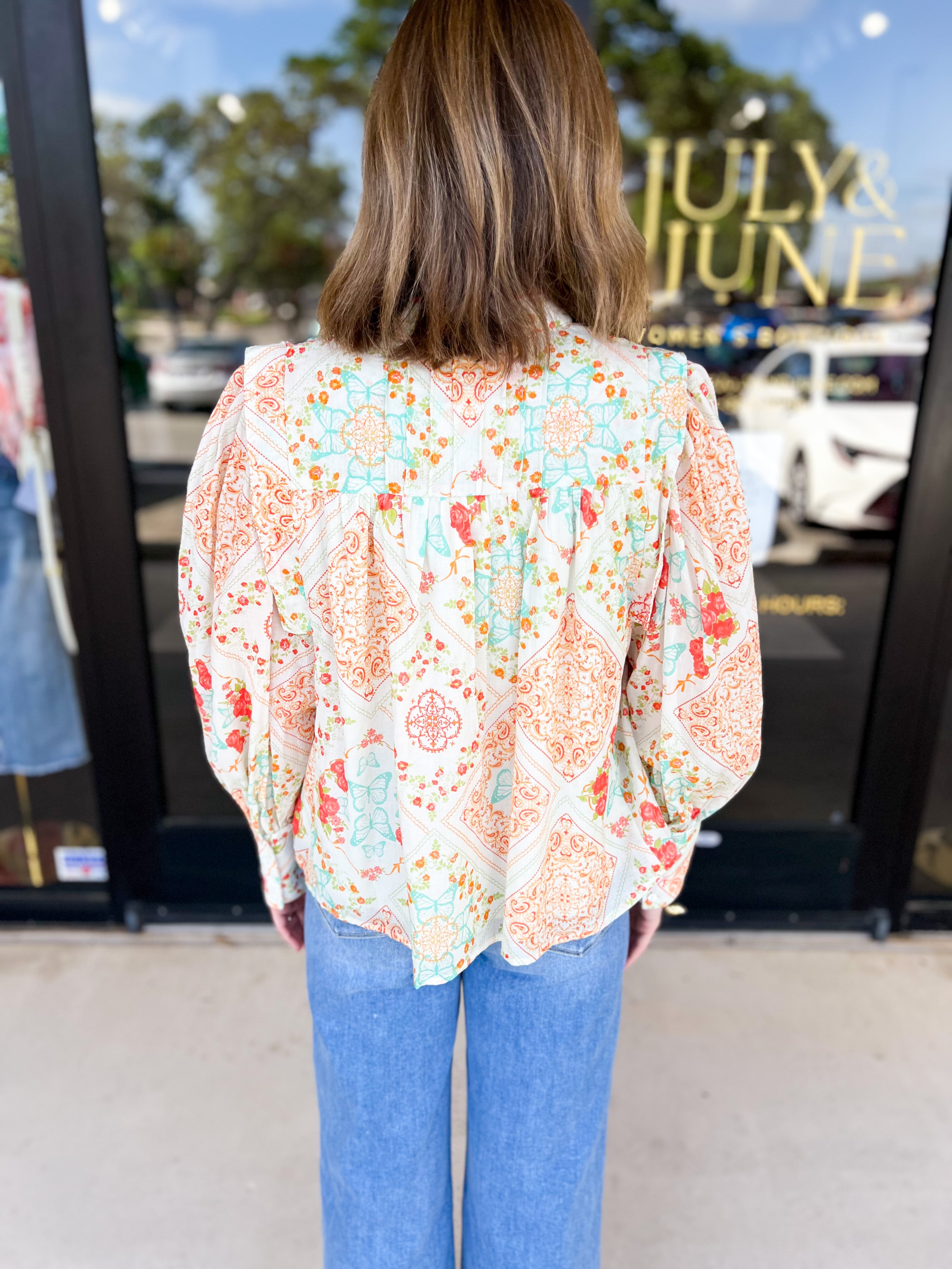 Butterfly Kisses Blouse-200 Fashion Blouses-FATE-July & June Women's Fashion Boutique Located in San Antonio, Texas