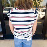 Navy & Red Casual Tee-210 Casual Blouses-FLYING TOMATO-July & June Women's Fashion Boutique Located in San Antonio, Texas