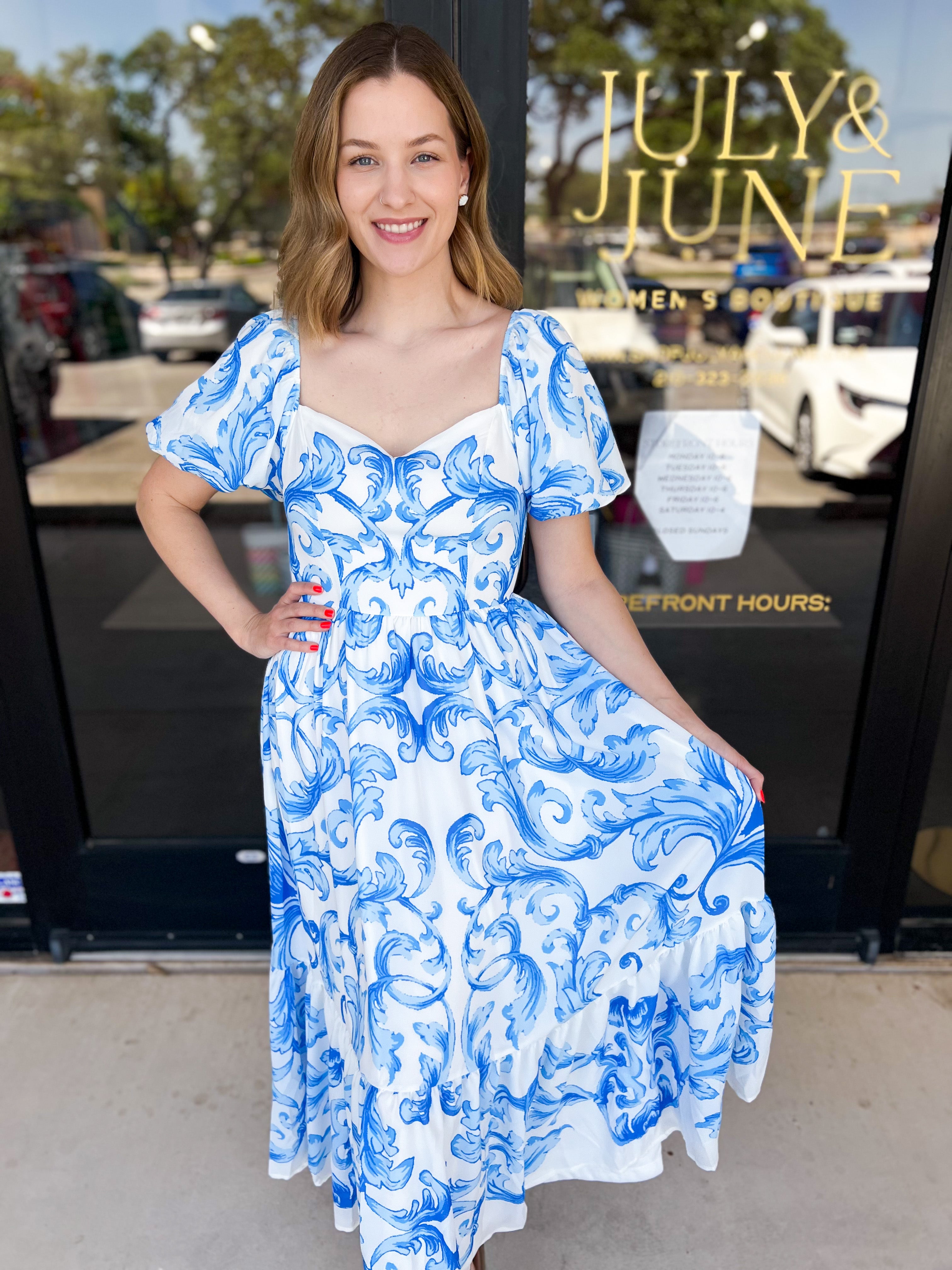 Kelsey Midi Dress-500 Midi-FLYING TOMATO-July & June Women's Fashion Boutique Located in San Antonio, Texas