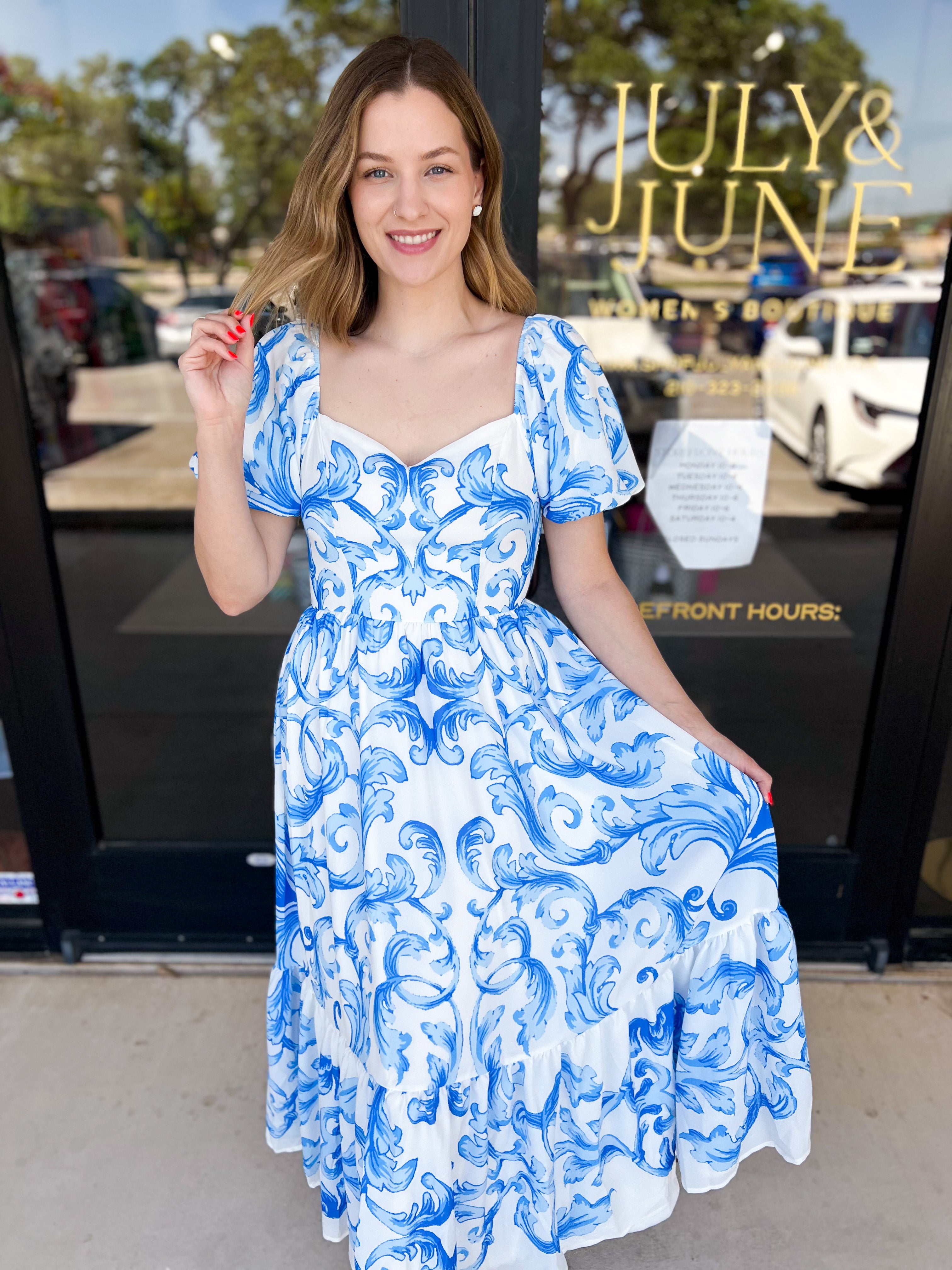 Kelsey Midi Dress-500 Midi-FLYING TOMATO-July & June Women's Fashion Boutique Located in San Antonio, Texas