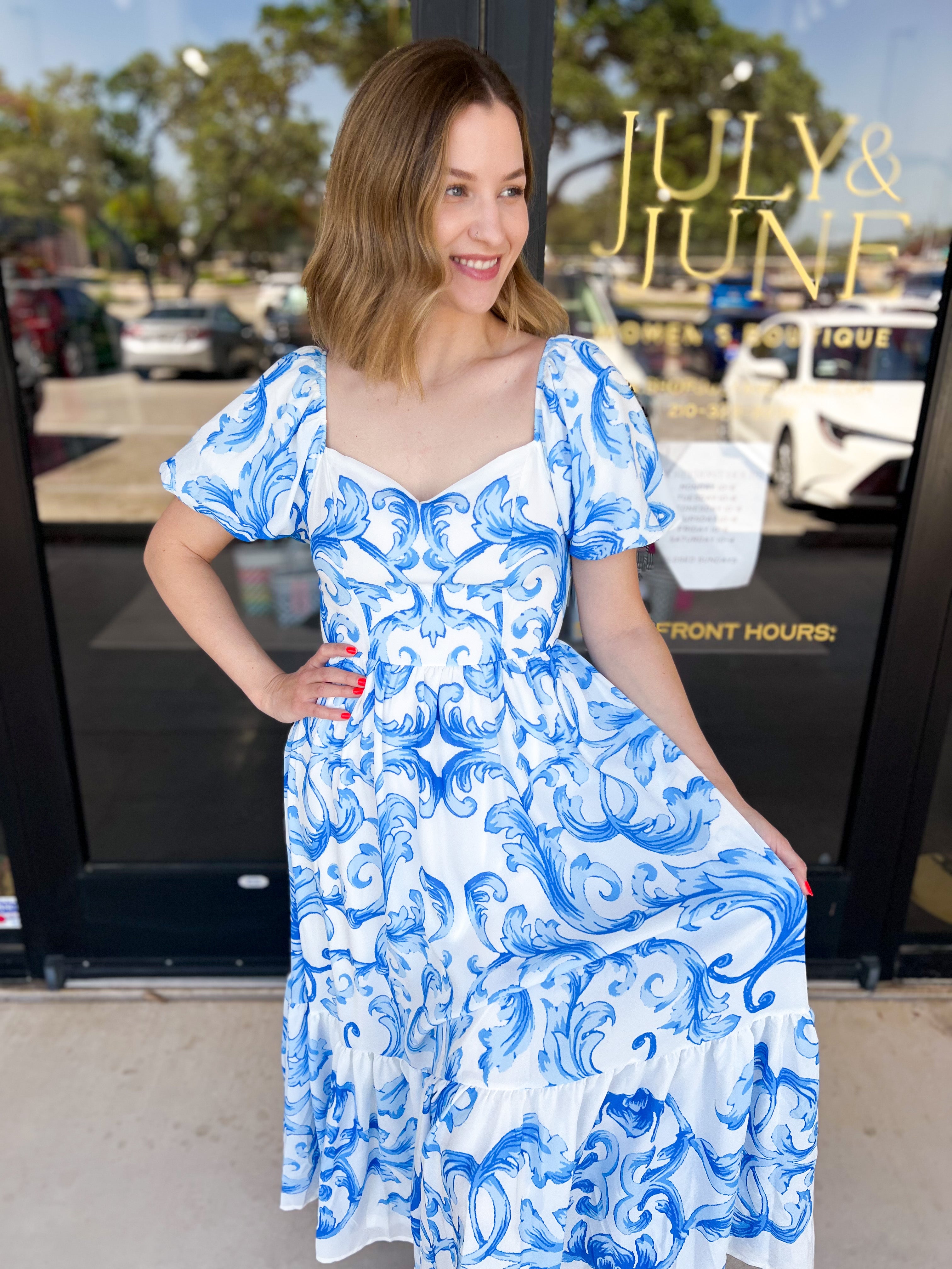 Kelsey Midi Dress-500 Midi-FLYING TOMATO-July & June Women's Fashion Boutique Located in San Antonio, Texas