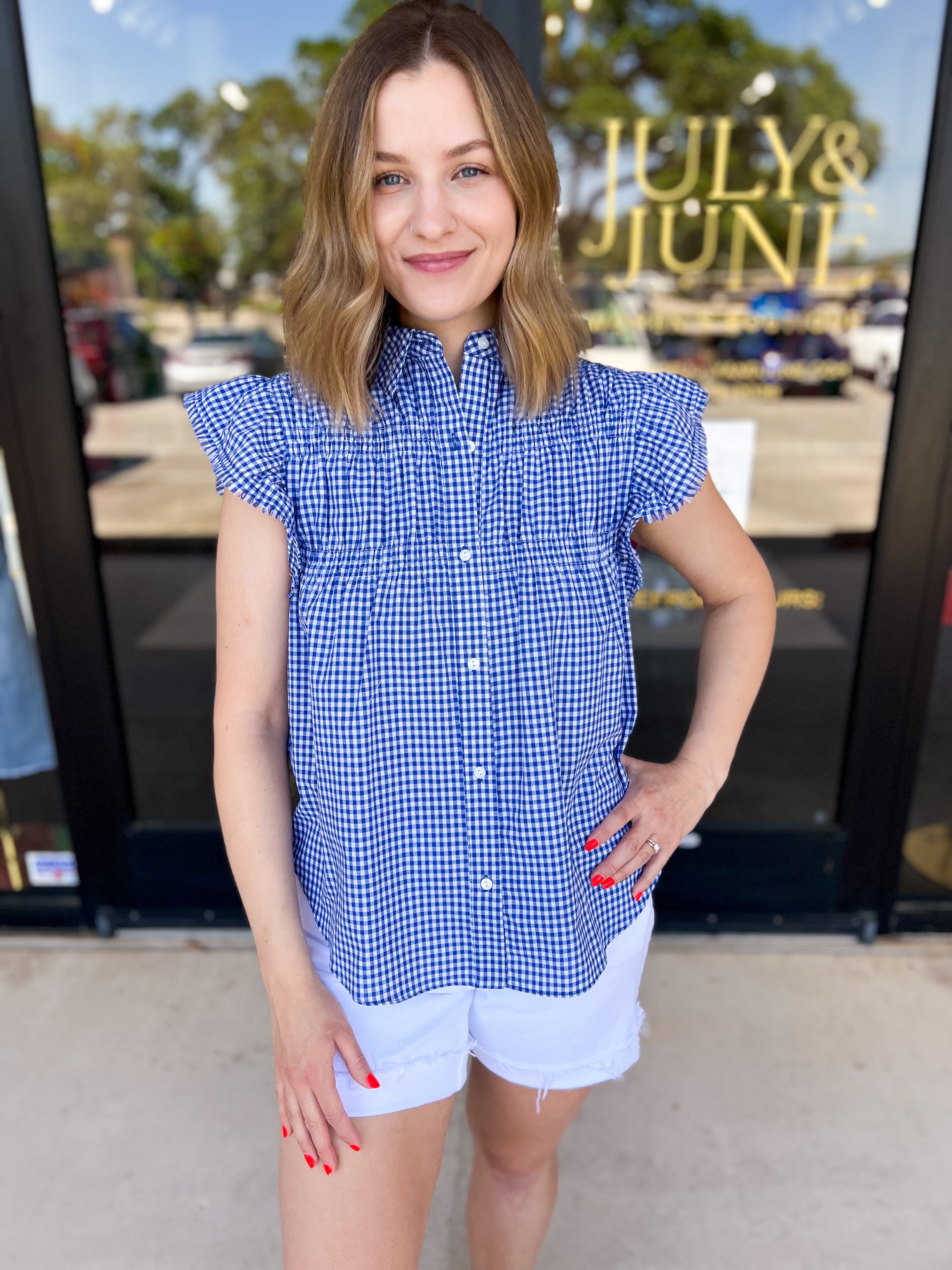 Sweet As Can Be Blouse - Blue-200 Fashion Blouses-OLIVACEOUS-July & June Women's Fashion Boutique Located in San Antonio, Texas