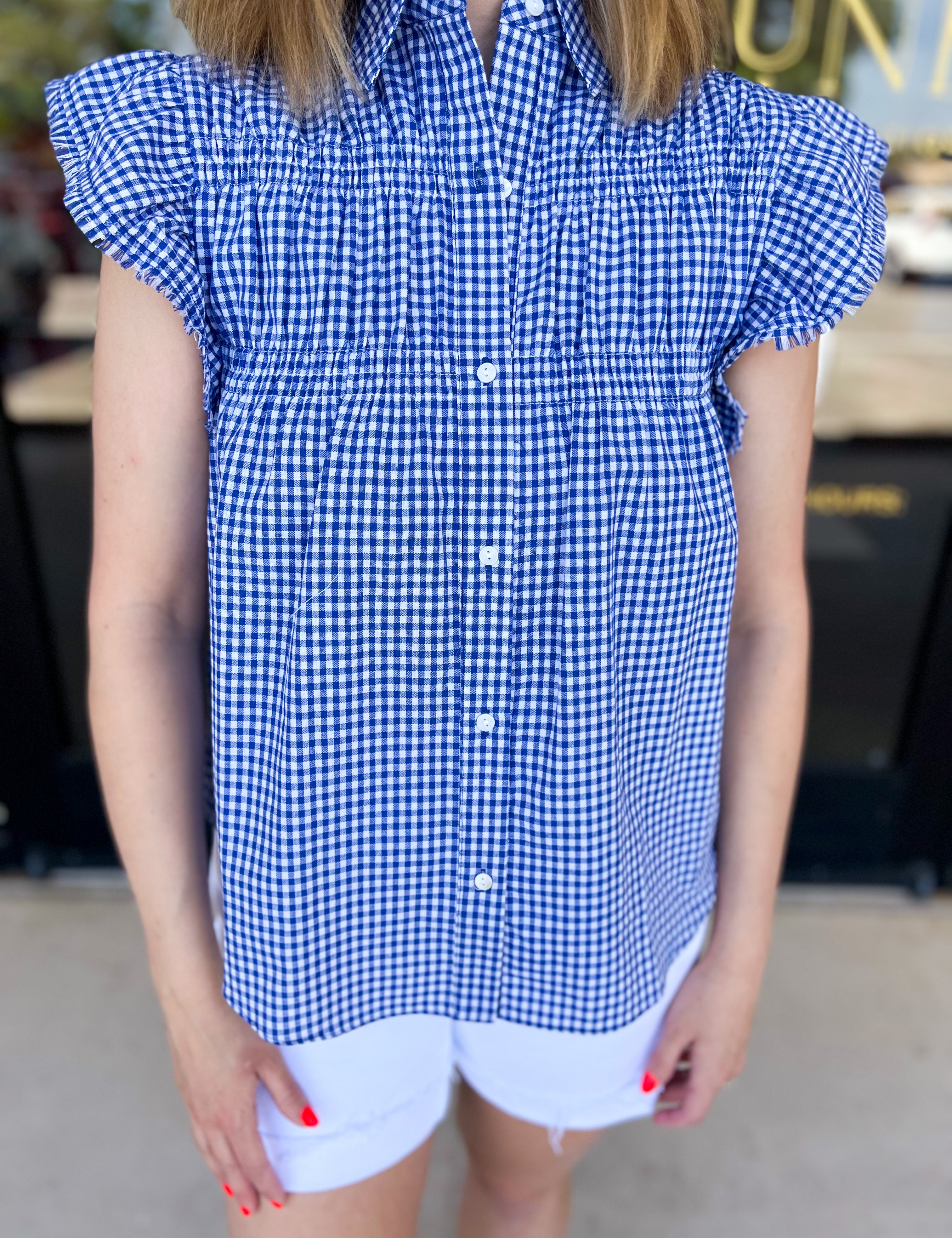 Sweet As Can Be Blouse - Blue-200 Fashion Blouses-OLIVACEOUS-July & June Women's Fashion Boutique Located in San Antonio, Texas