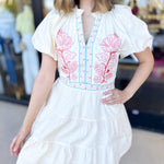 Flora Embroidered Mini Dress-510 Mini-&MERCI-July & June Women's Fashion Boutique Located in San Antonio, Texas