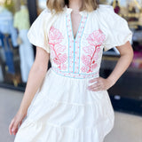 Flora Embroidered Mini Dress-510 Mini-&MERCI-July & June Women's Fashion Boutique Located in San Antonio, Texas