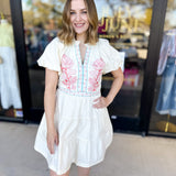 Flora Embroidered Mini Dress-510 Mini-&MERCI-July & June Women's Fashion Boutique Located in San Antonio, Texas