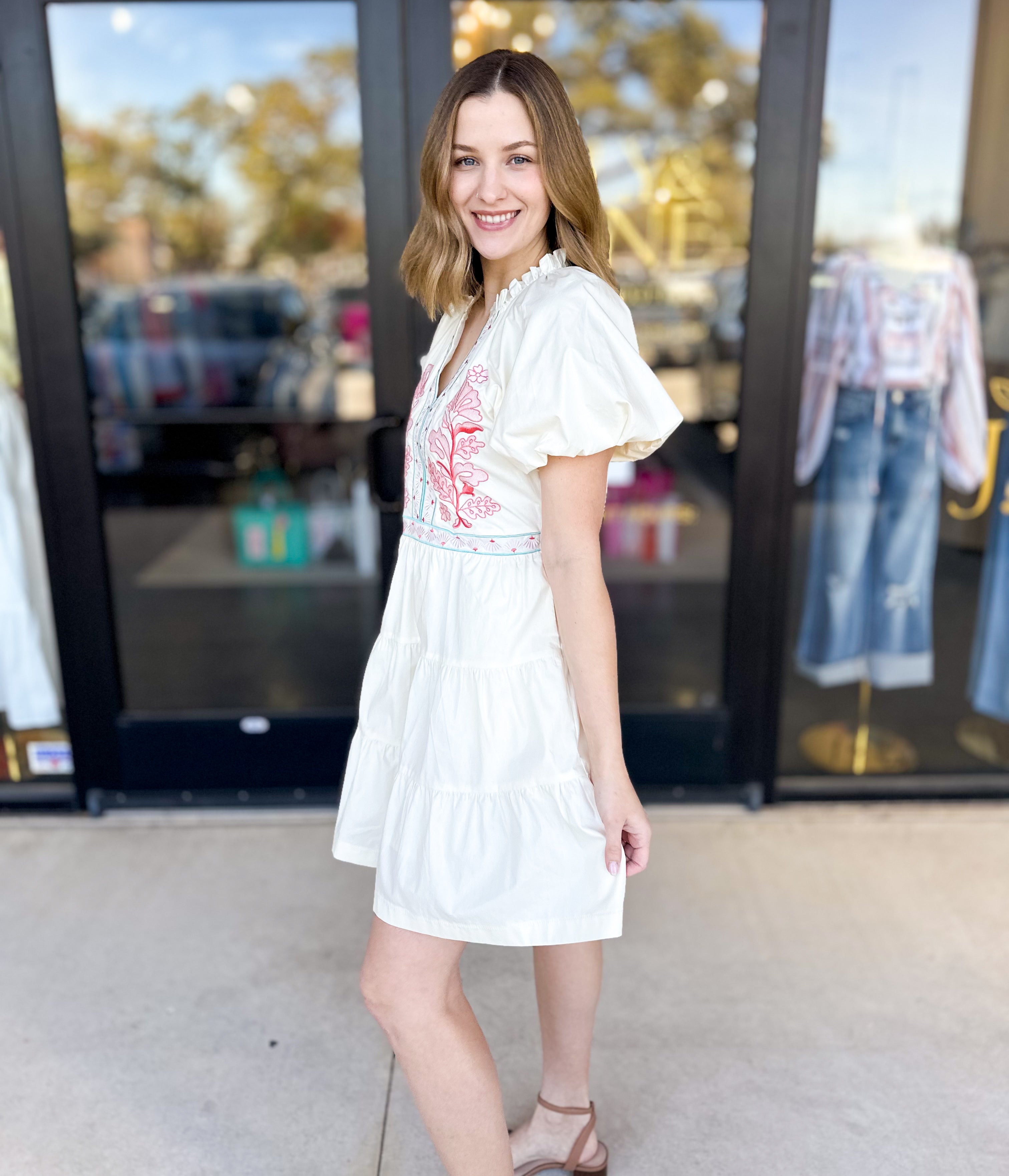 Flora Embroidered Mini Dress-510 Mini-&MERCI-July & June Women's Fashion Boutique Located in San Antonio, Texas