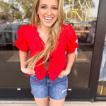 Date Night Crochet Blouse - Red-200 Fashion Blouses-ENTRO-July & June Women's Fashion Boutique Located in San Antonio, Texas