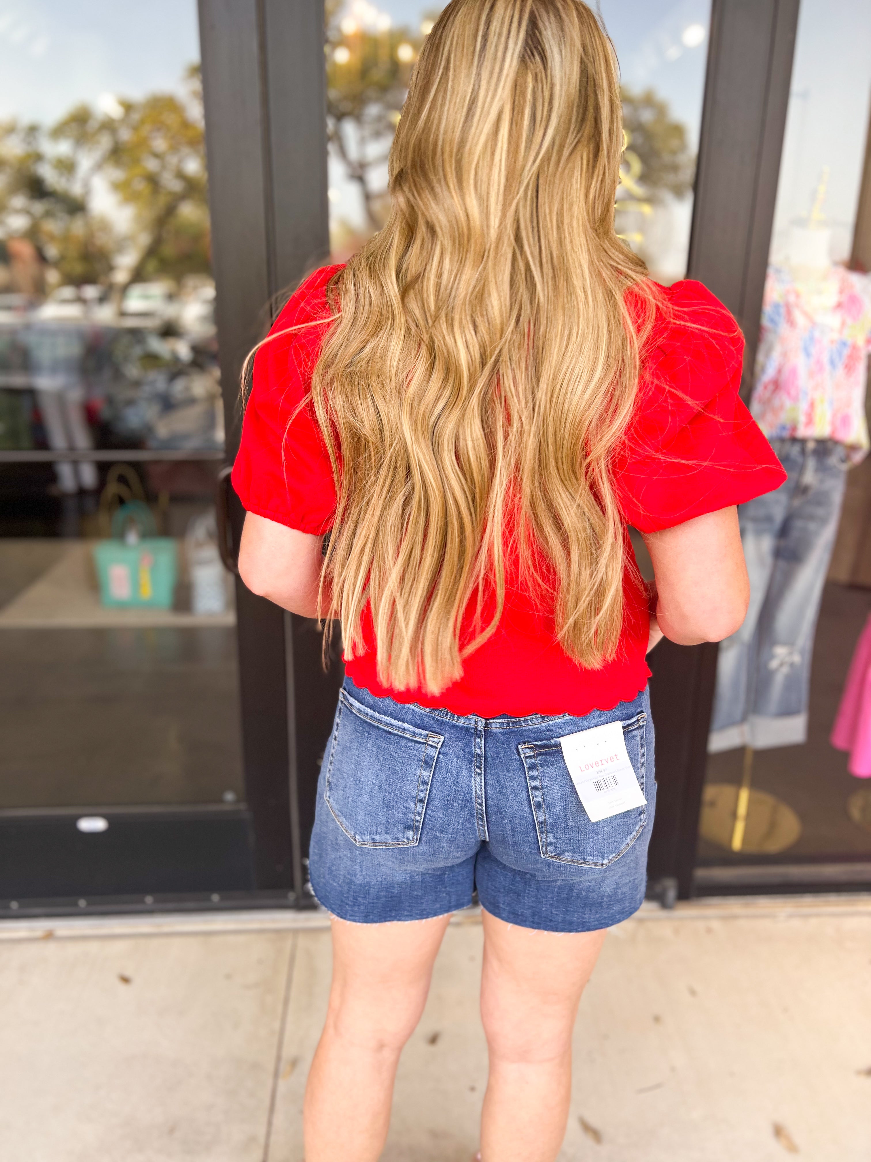 Date Night Crochet Blouse - Red-200 Fashion Blouses-ENTRO-July & June Women's Fashion Boutique Located in San Antonio, Texas