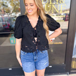 Date Night Crochet Blouse - Black-200 Fashion Blouses-ENTRO-July & June Women's Fashion Boutique Located in San Antonio, Texas