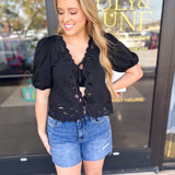 Date Night Crochet Blouse - Black-200 Fashion Blouses-ENTRO-July & June Women's Fashion Boutique Located in San Antonio, Texas