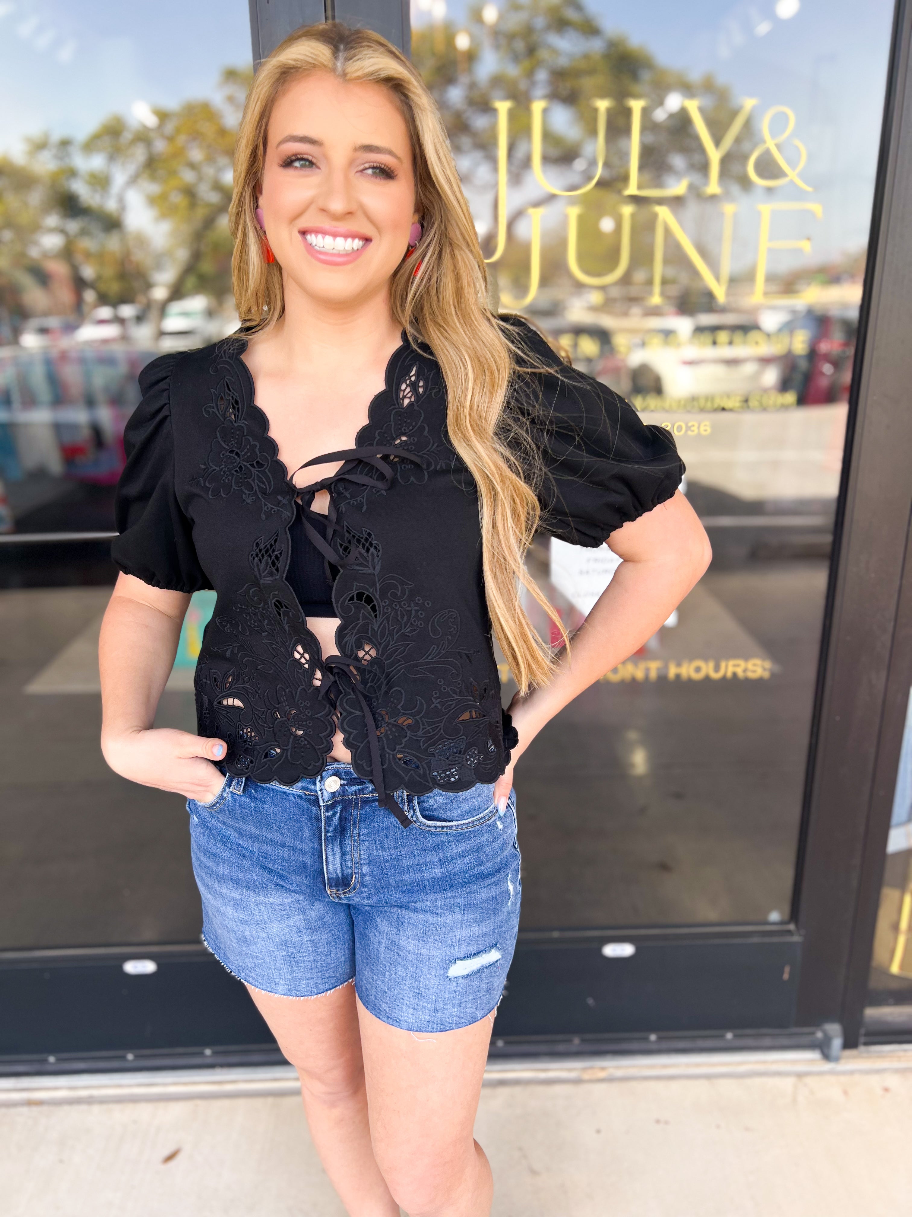 Date Night Crochet Blouse - Black-200 Fashion Blouses-ENTRO-July & June Women's Fashion Boutique Located in San Antonio, Texas