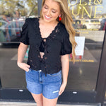 Date Night Crochet Blouse - Black-200 Fashion Blouses-ENTRO-July & June Women's Fashion Boutique Located in San Antonio, Texas