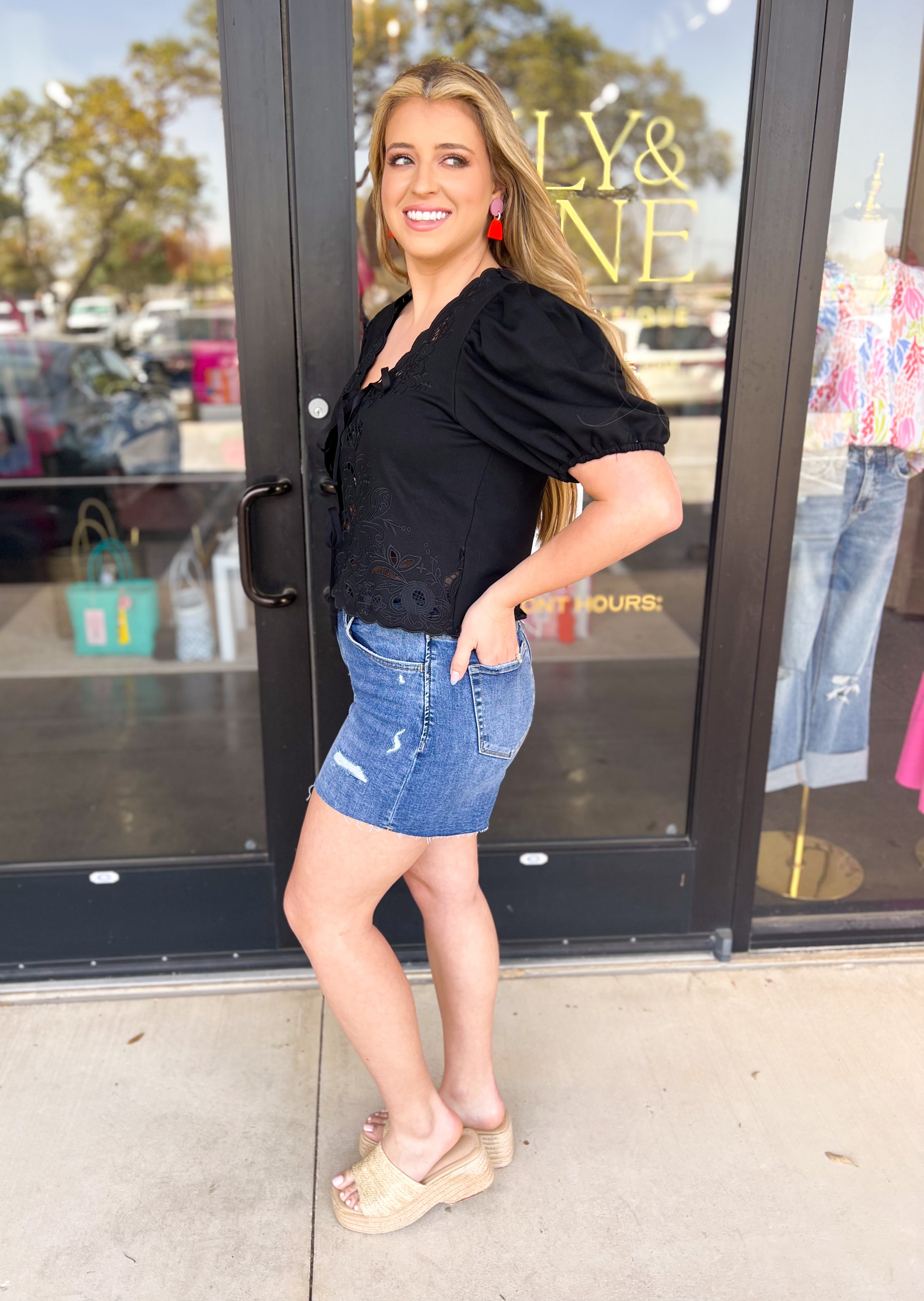 Date Night Crochet Blouse - Black-200 Fashion Blouses-ENTRO-July & June Women's Fashion Boutique Located in San Antonio, Texas