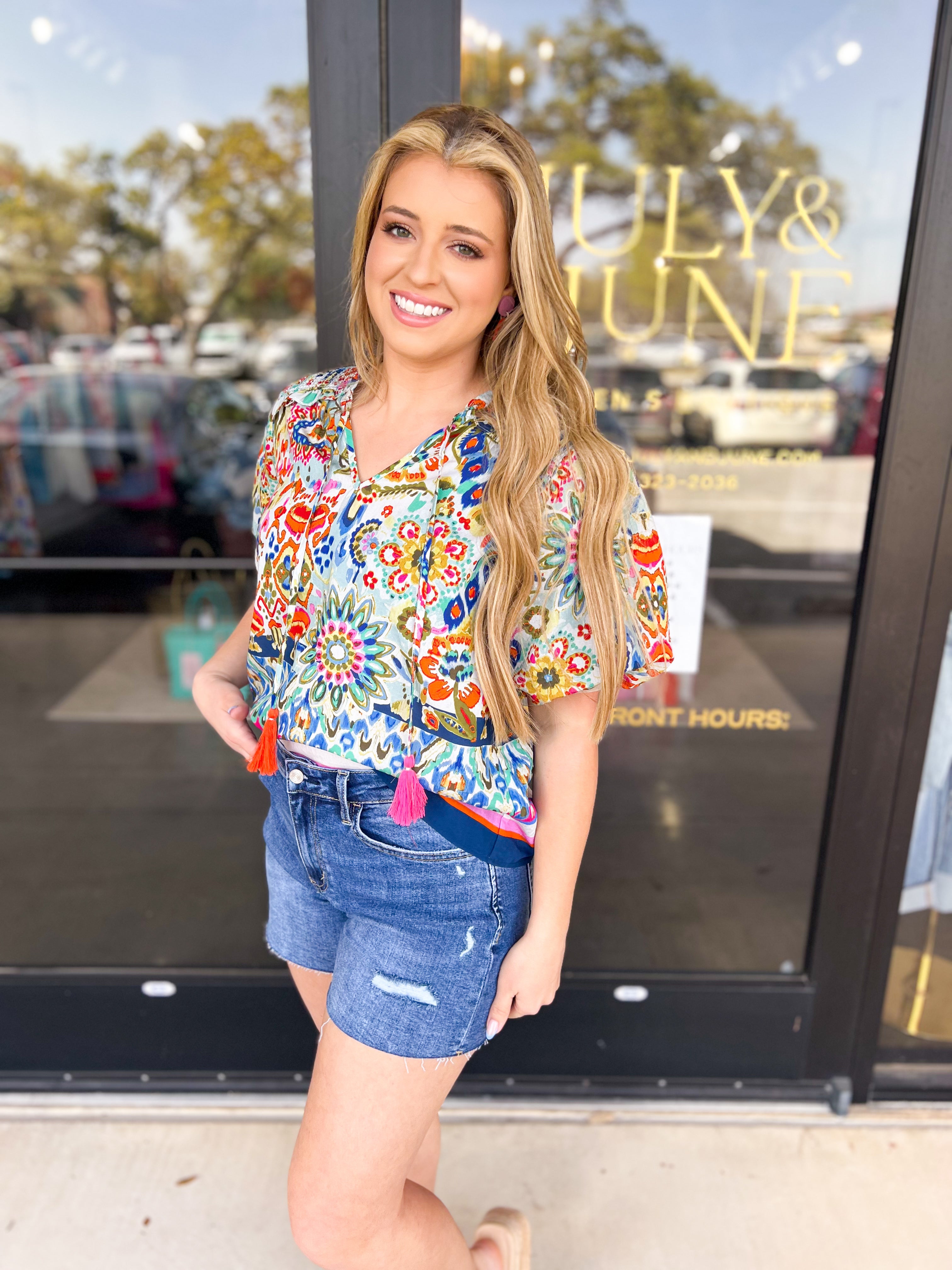 THML - Bold Beauty Blouse-200 Fashion Blouses-THML-July & June Women's Fashion Boutique Located in San Antonio, Texas