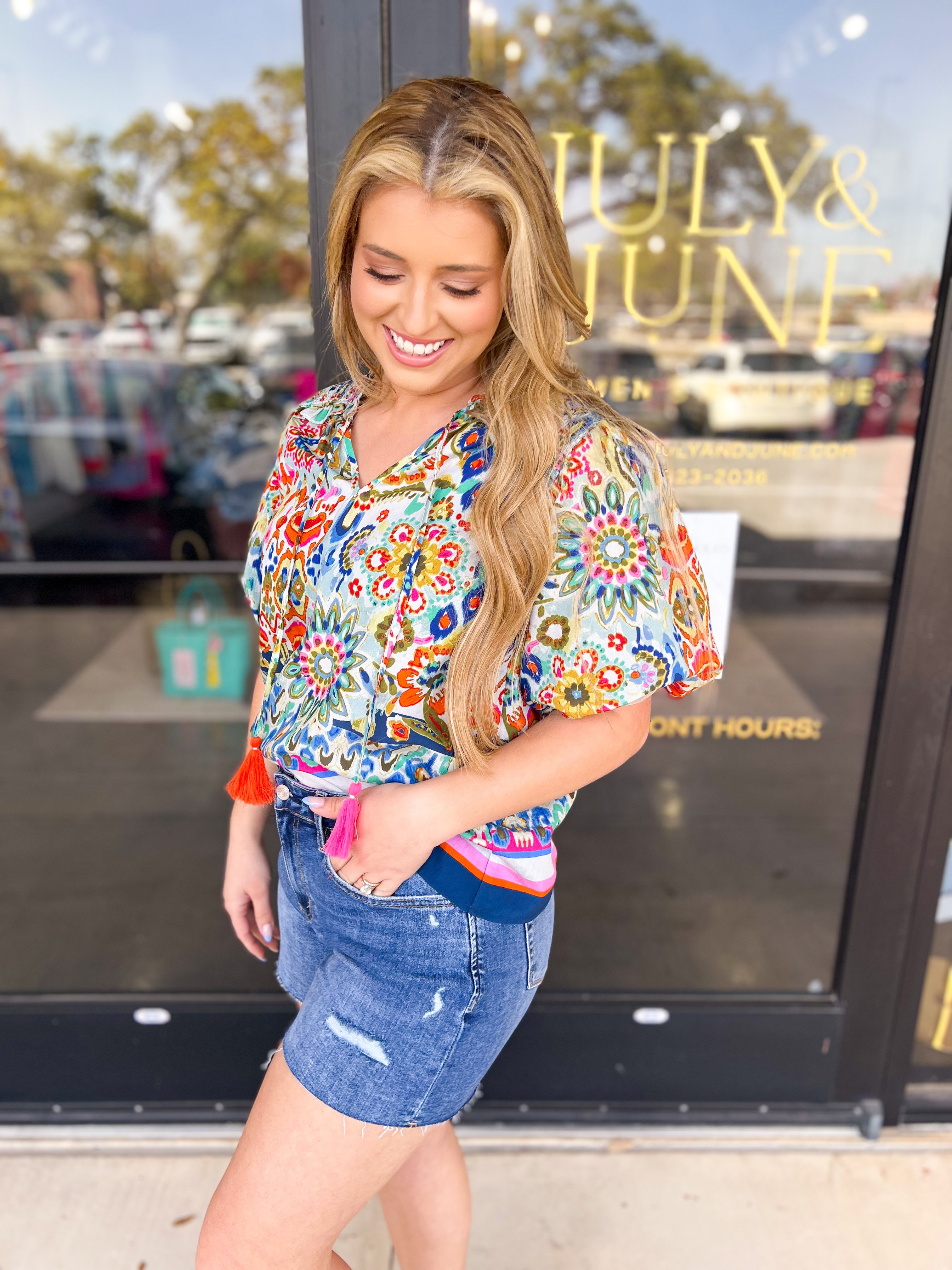 THML - Bold Beauty Blouse-200 Fashion Blouses-THML-July & June Women's Fashion Boutique Located in San Antonio, Texas