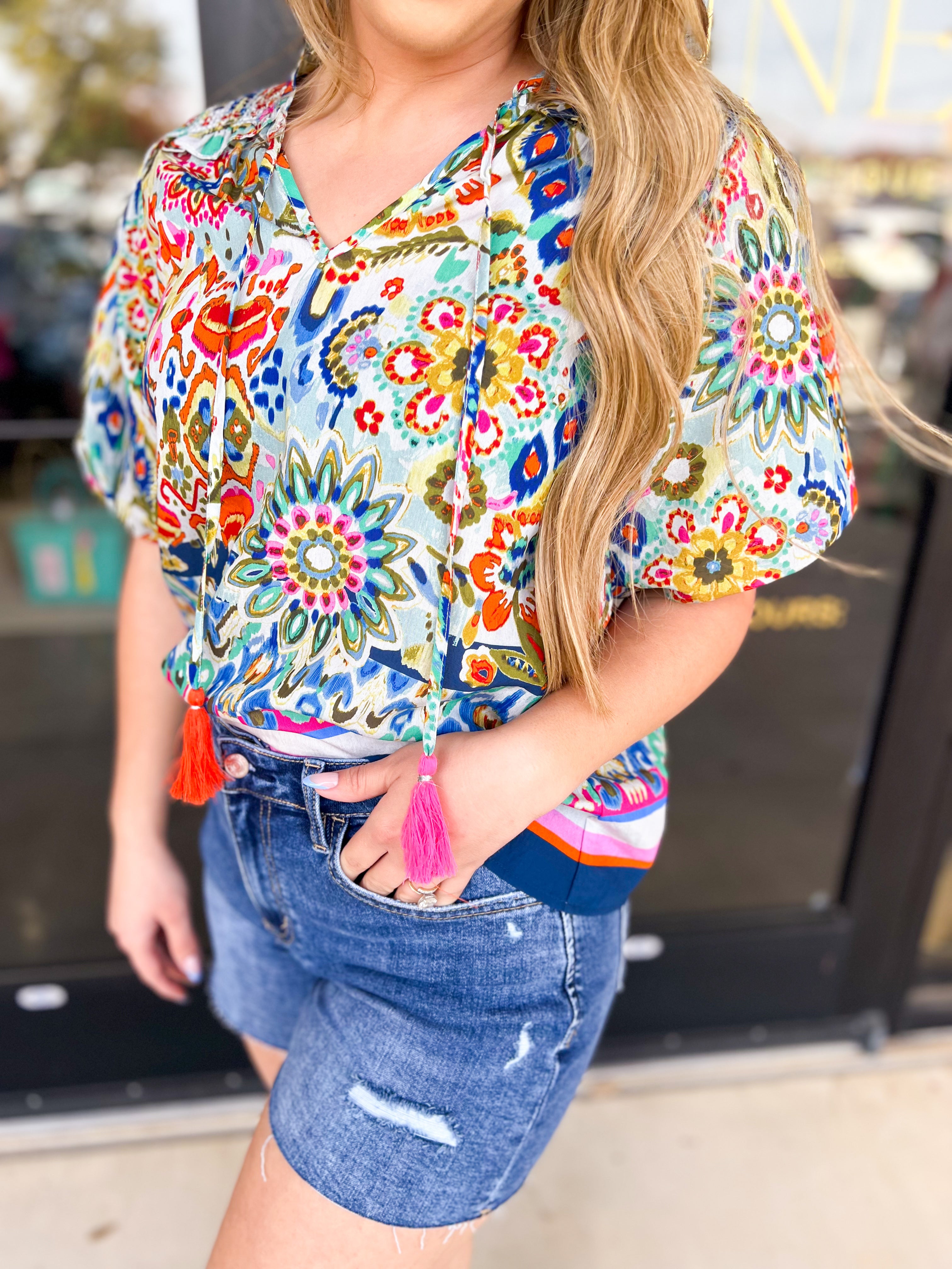THML - Bold Beauty Blouse-200 Fashion Blouses-THML-July & June Women's Fashion Boutique Located in San Antonio, Texas