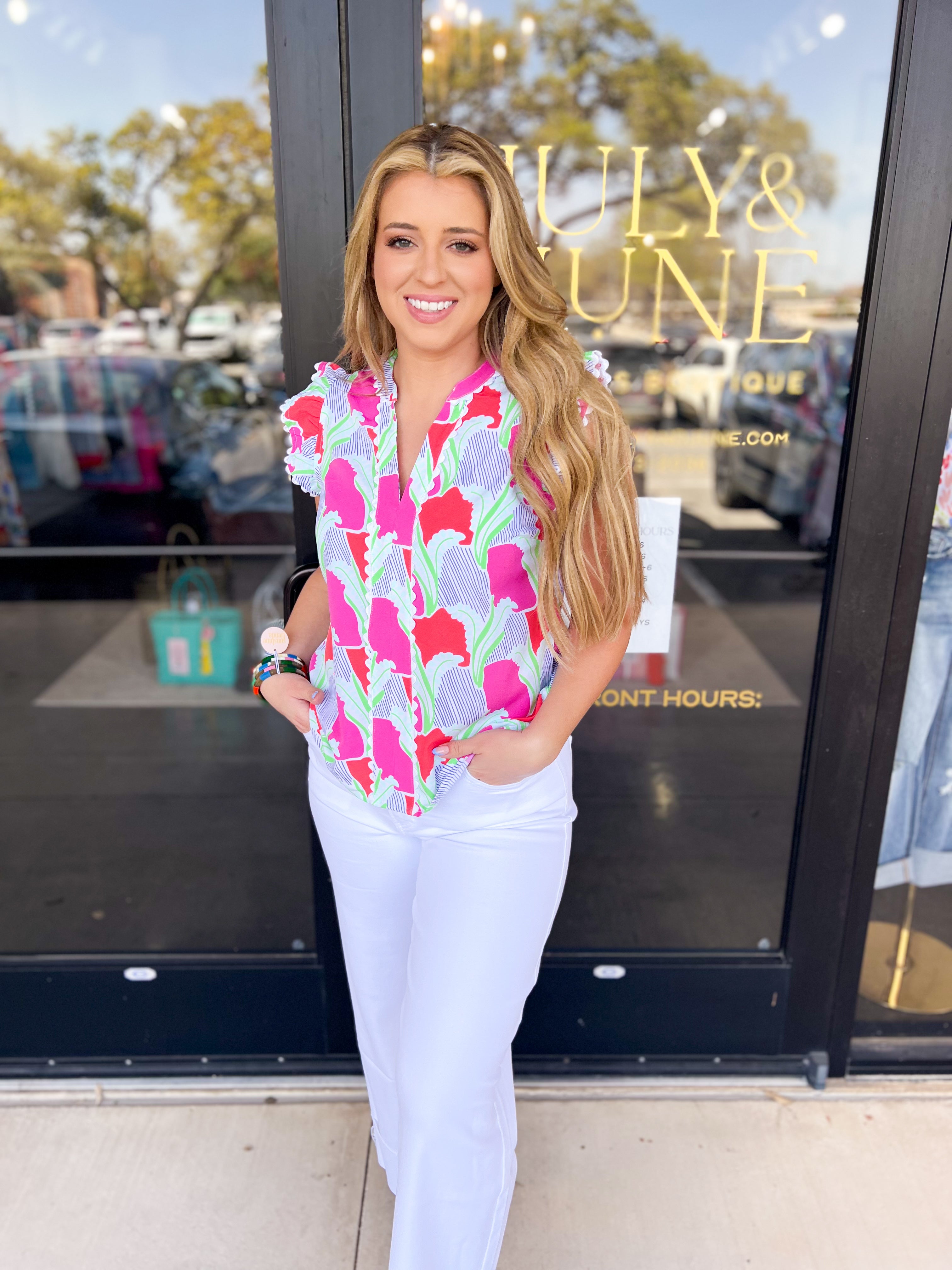 Mary Square - Kira Blouse-200 Fashion Blouses-MARY SQUARE-July & June Women's Fashion Boutique Located in San Antonio, Texas