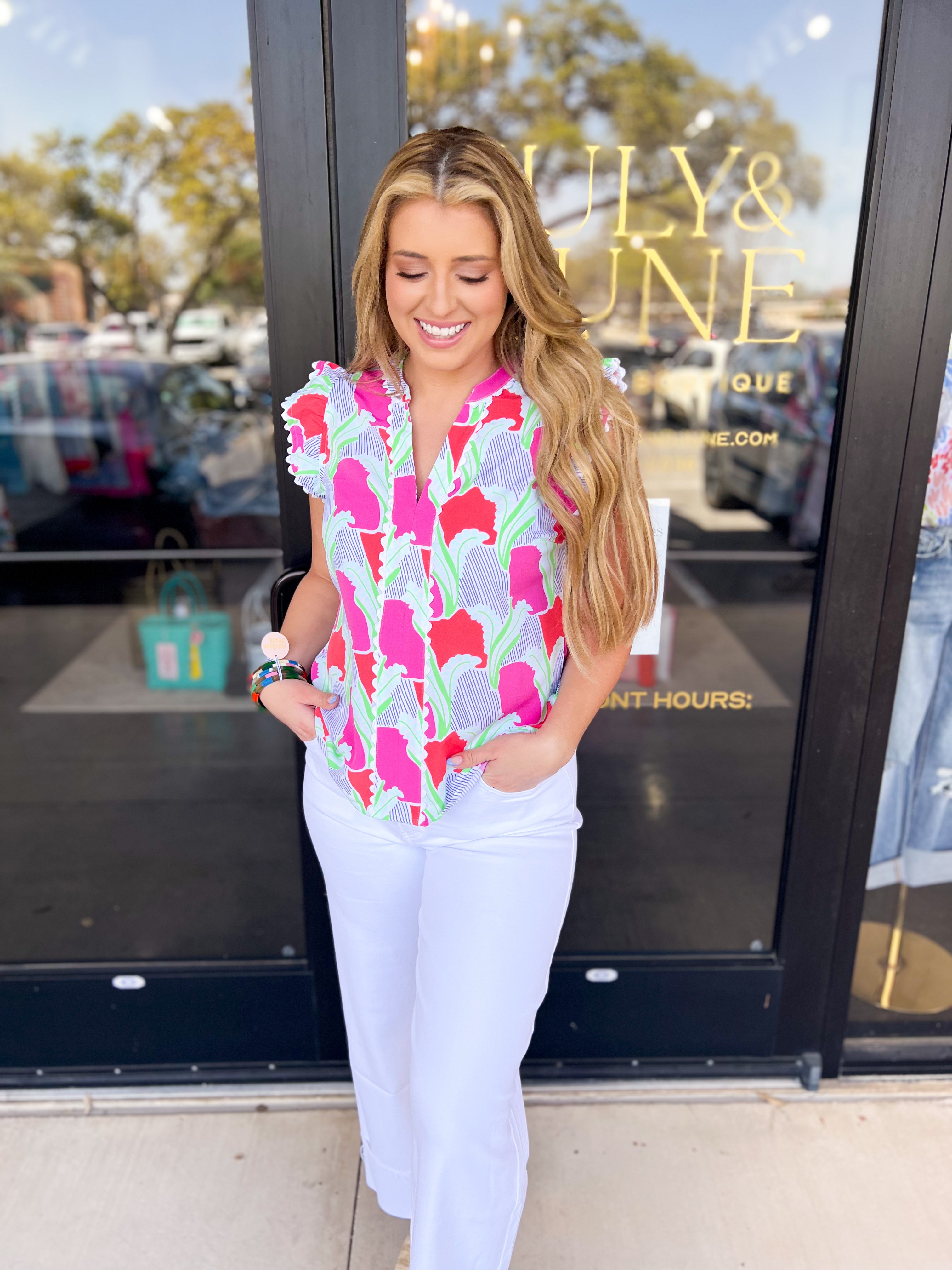 Mary Square - Kira Blouse-200 Fashion Blouses-MARY SQUARE-July & June Women's Fashion Boutique Located in San Antonio, Texas