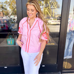 THML - Pink & Poppy Blouse-200 Fashion Blouses-THML-July & June Women's Fashion Boutique Located in San Antonio, Texas