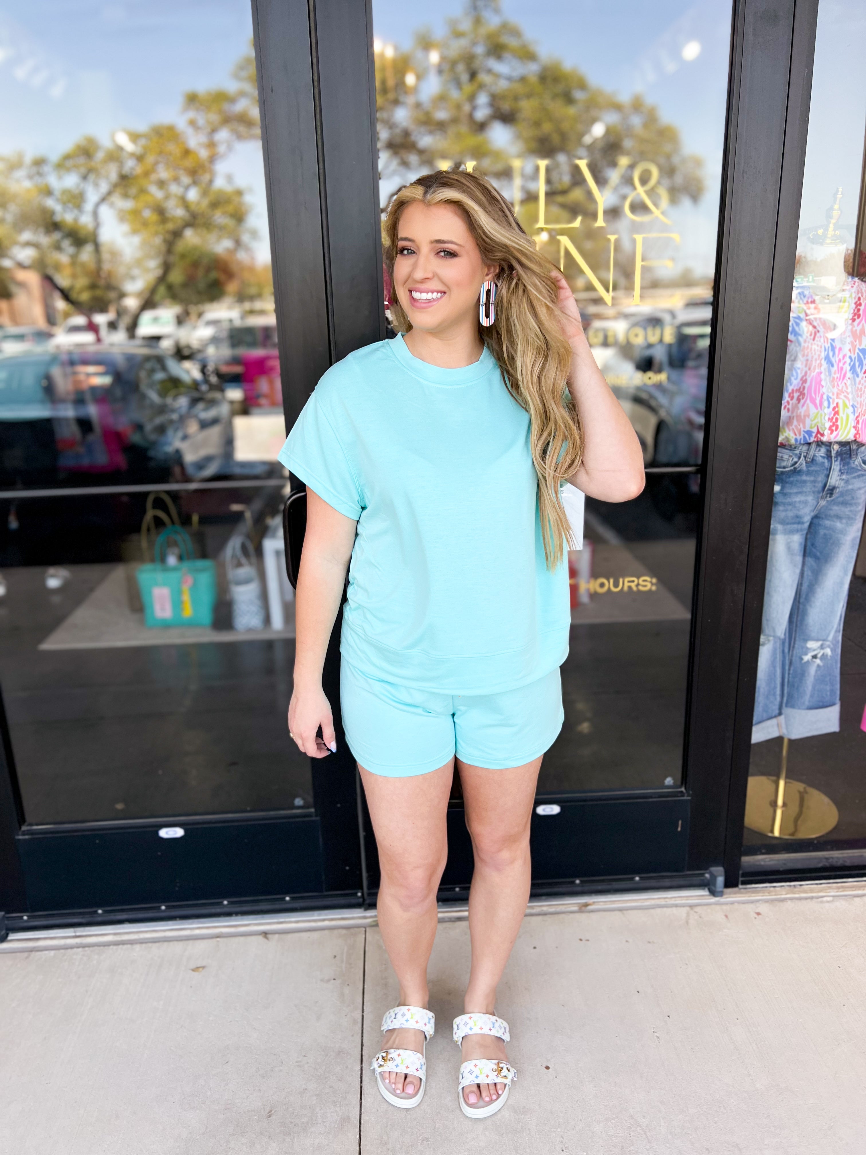 Mary Square - The Emily Travel Set - Aqua-300 Athleisure/Lounge-MARY SQUARE-July & June Women's Fashion Boutique Located in San Antonio, Texas