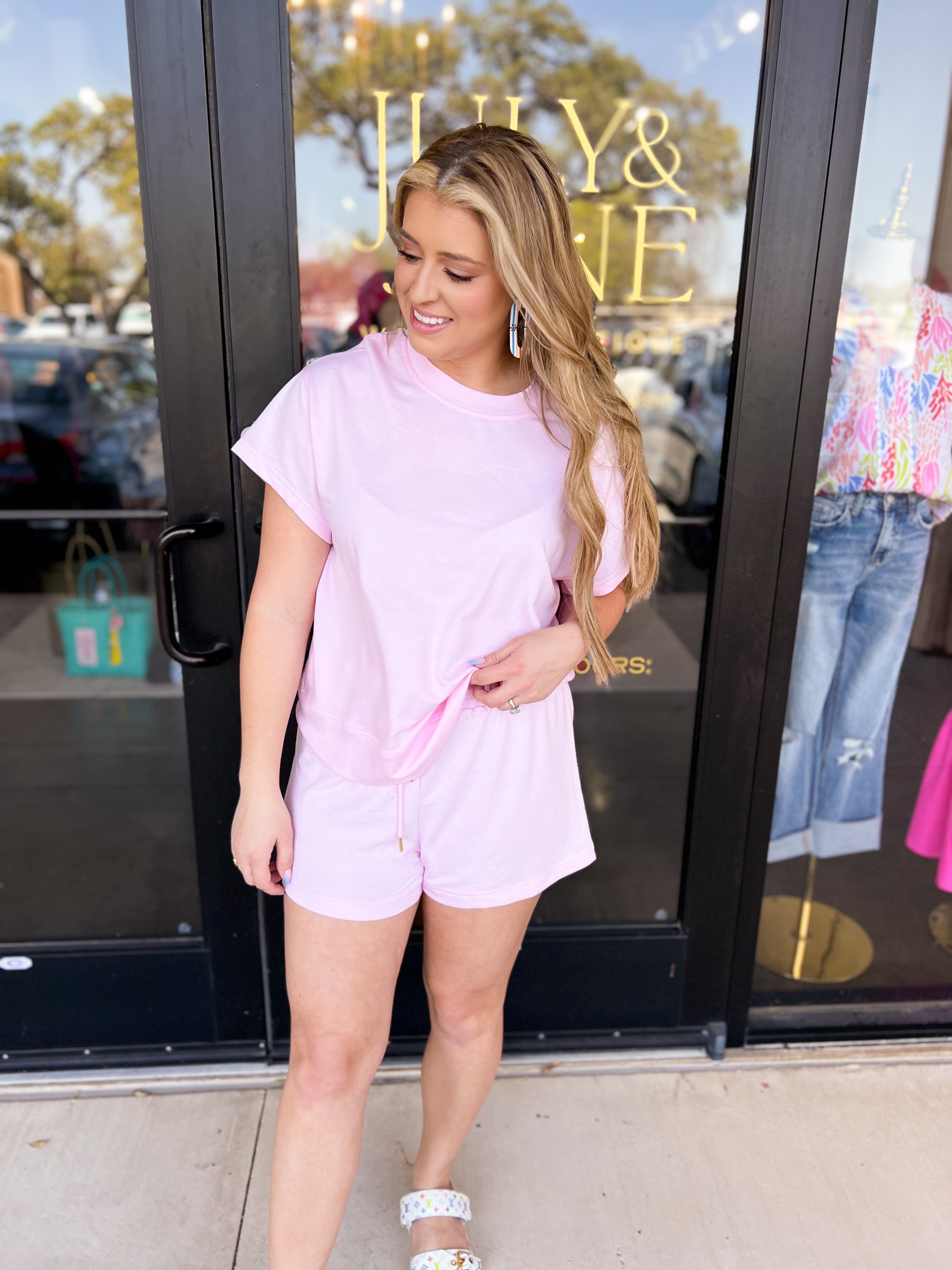 Mary Square - The Emily Travel Set - Pink-300 Athleisure/Lounge-MARY SQUARE-July & June Women's Fashion Boutique Located in San Antonio, Texas