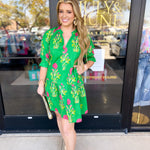 THML - Kelly Green Garden Mini Dress-510 Mini-THML-July & June Women's Fashion Boutique Located in San Antonio, Texas