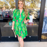 THML - Kelly Green Garden Mini Dress-510 Mini-THML-July & June Women's Fashion Boutique Located in San Antonio, Texas