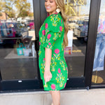 THML - Kelly Green Garden Mini Dress-510 Mini-THML-July & June Women's Fashion Boutique Located in San Antonio, Texas