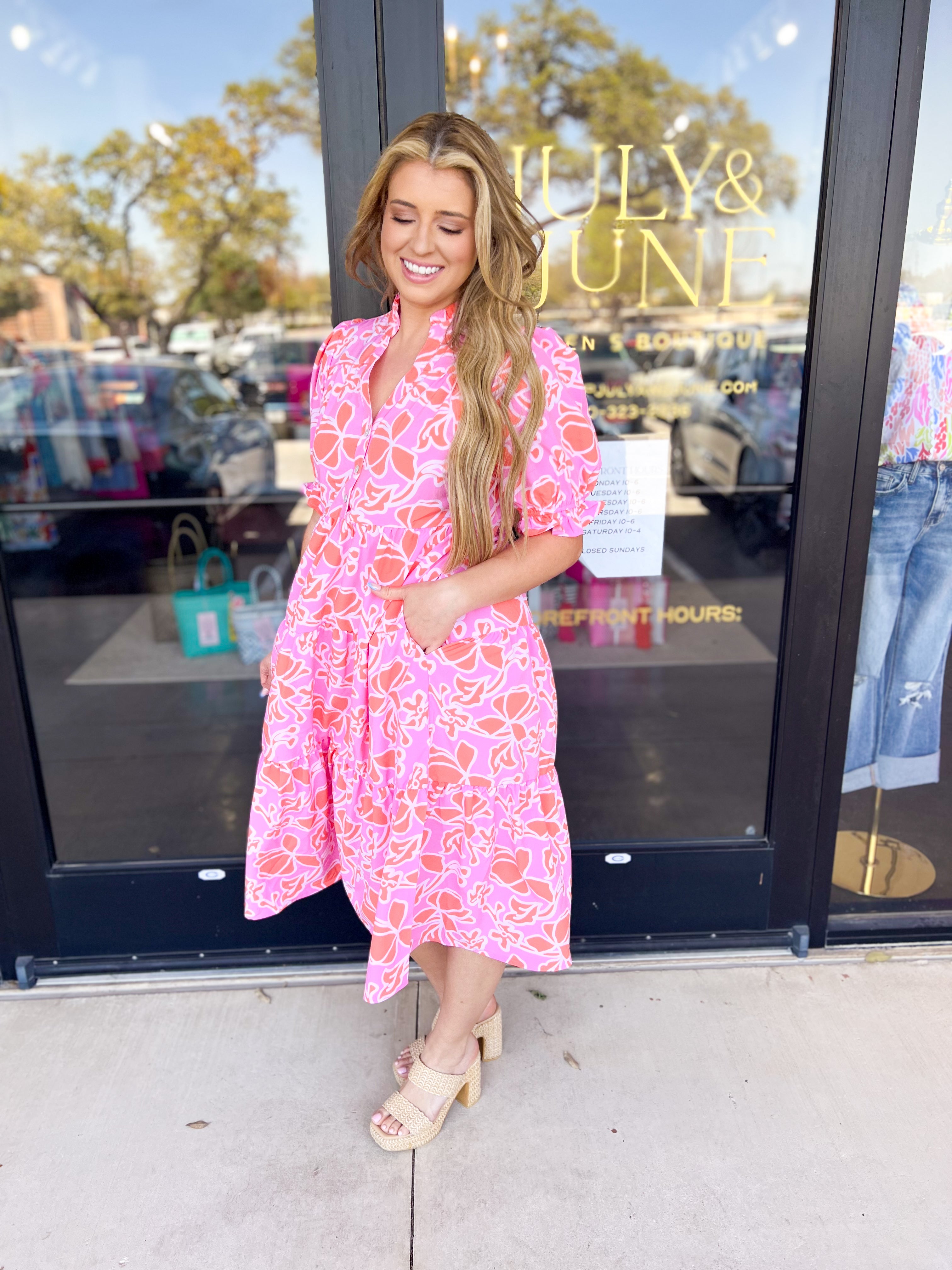 Mary Square - Evie Midi Dress-500 Midi-MARY SQUARE-July & June Women's Fashion Boutique Located in San Antonio, Texas